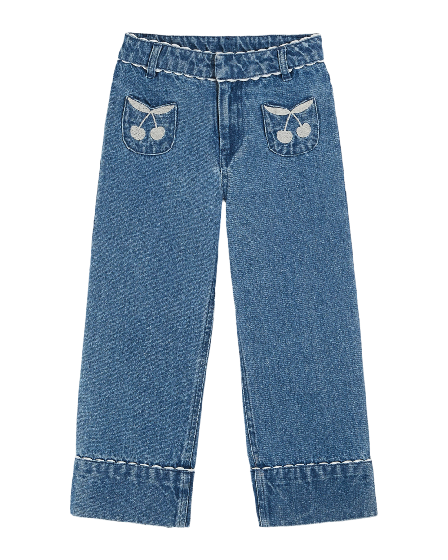 Pantalon poches brodées denim