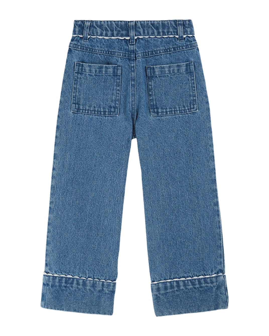 Pantalon poches brodées denim