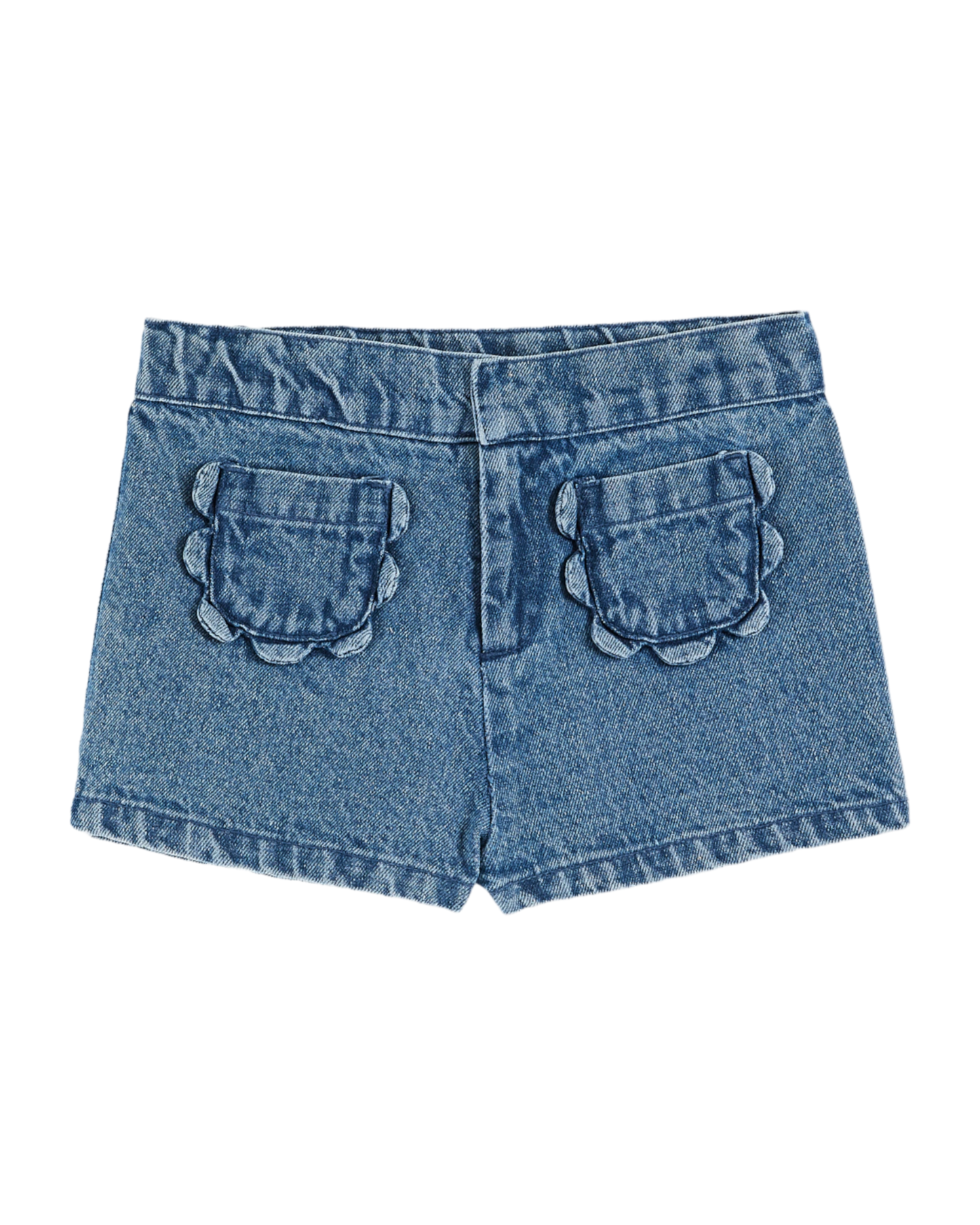 Short poches fleurs denim