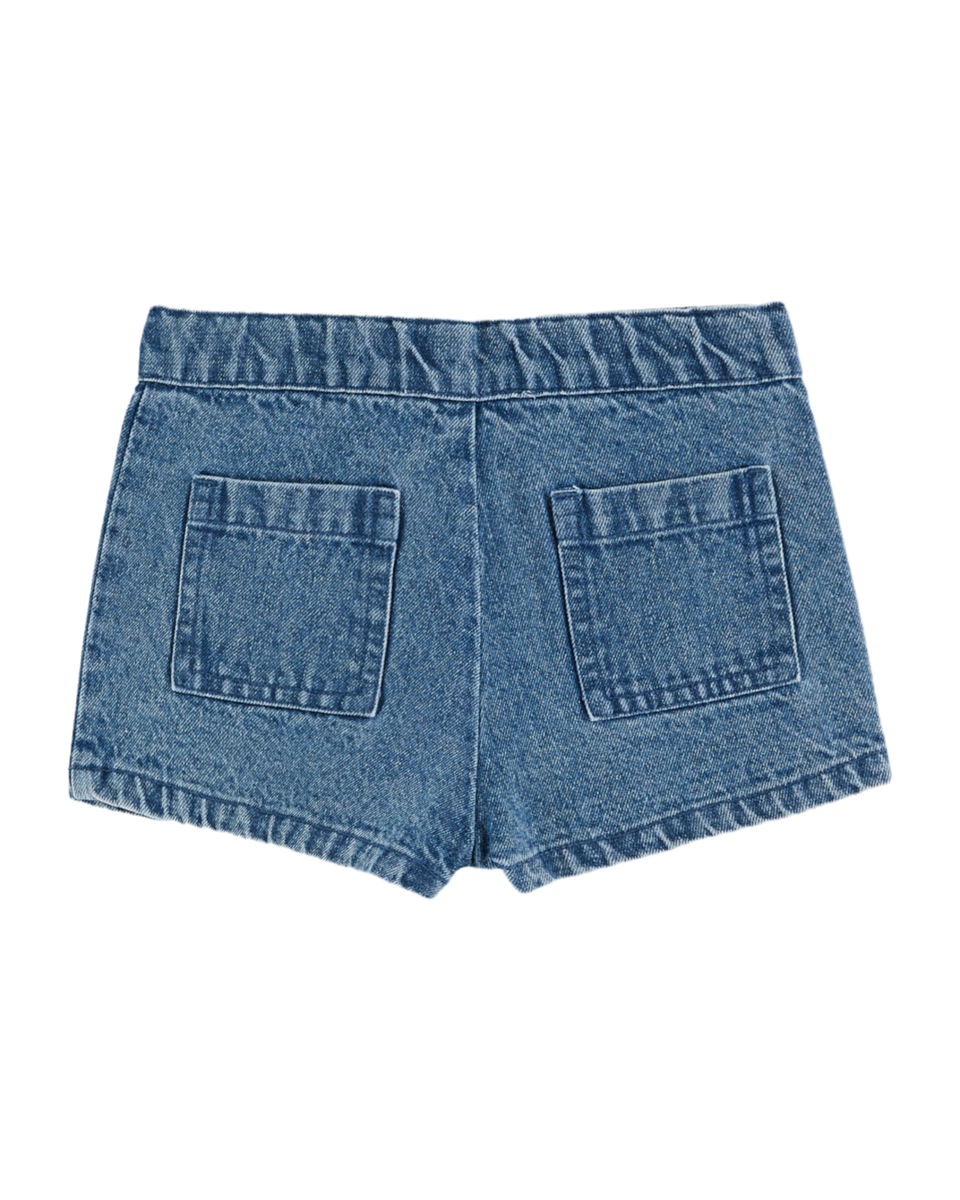 Short poches fleurs denim