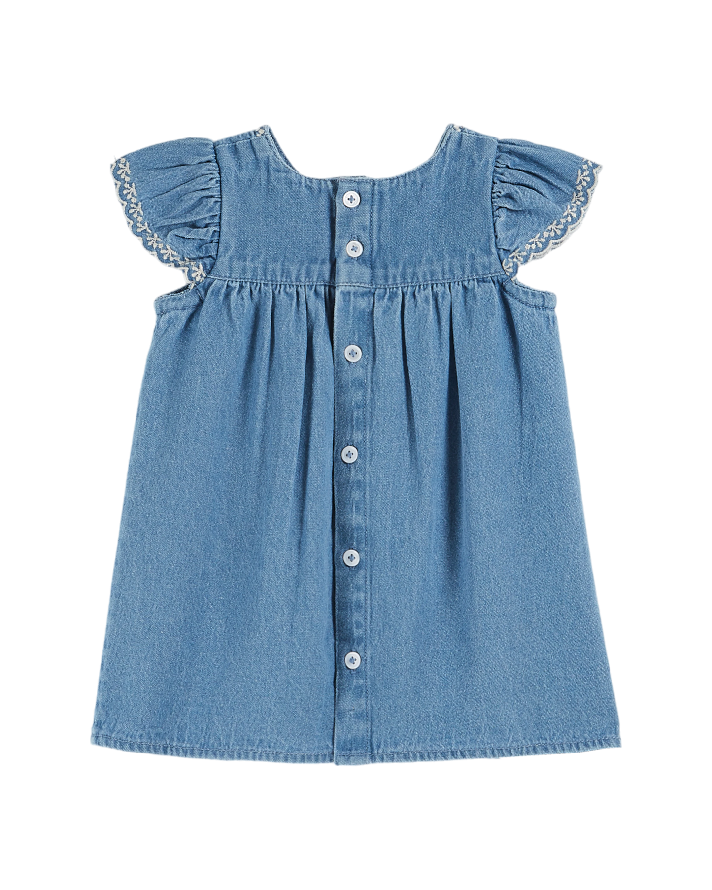 Robe bébé brodée denim clair