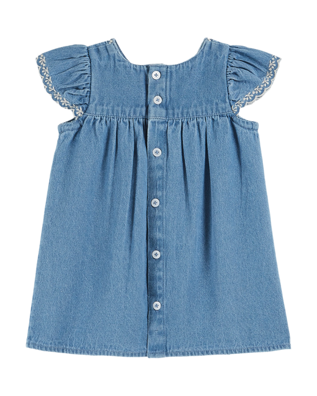 Robe bébé brodée denim clair