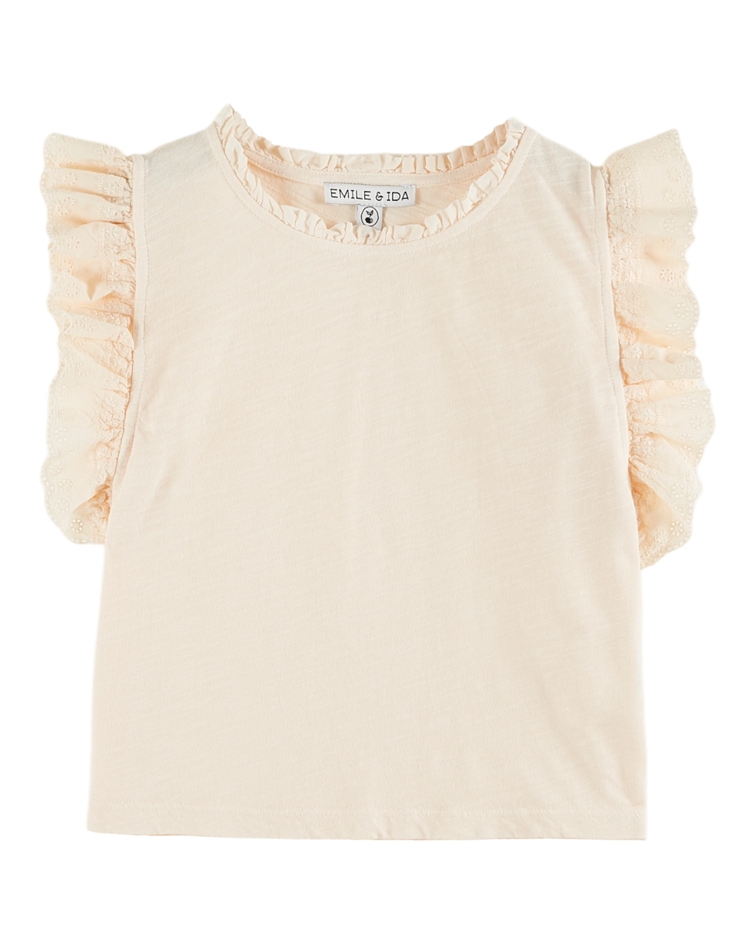 T-shirt coton bio broderie anglaise crème