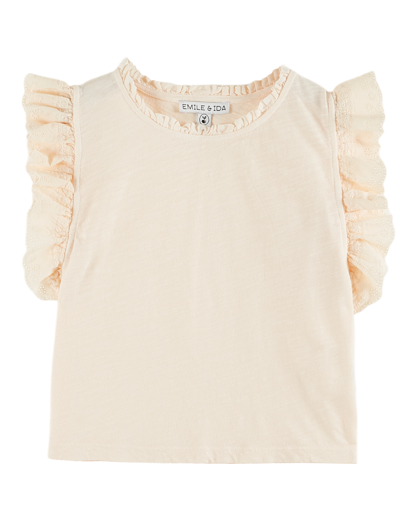 T-shirt coton bio broderie anglaise crème