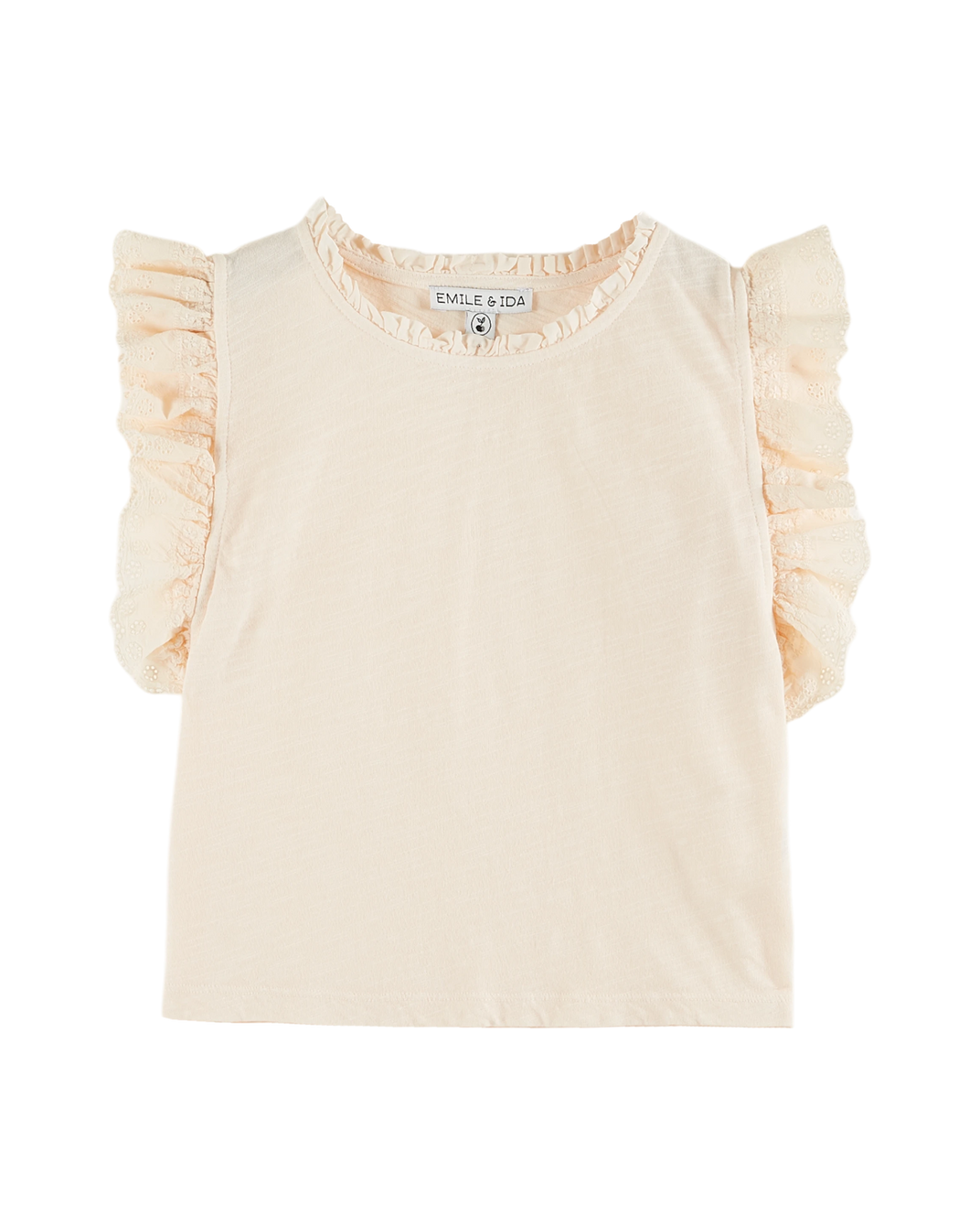 T-shirt coton bio broderie anglaise crème