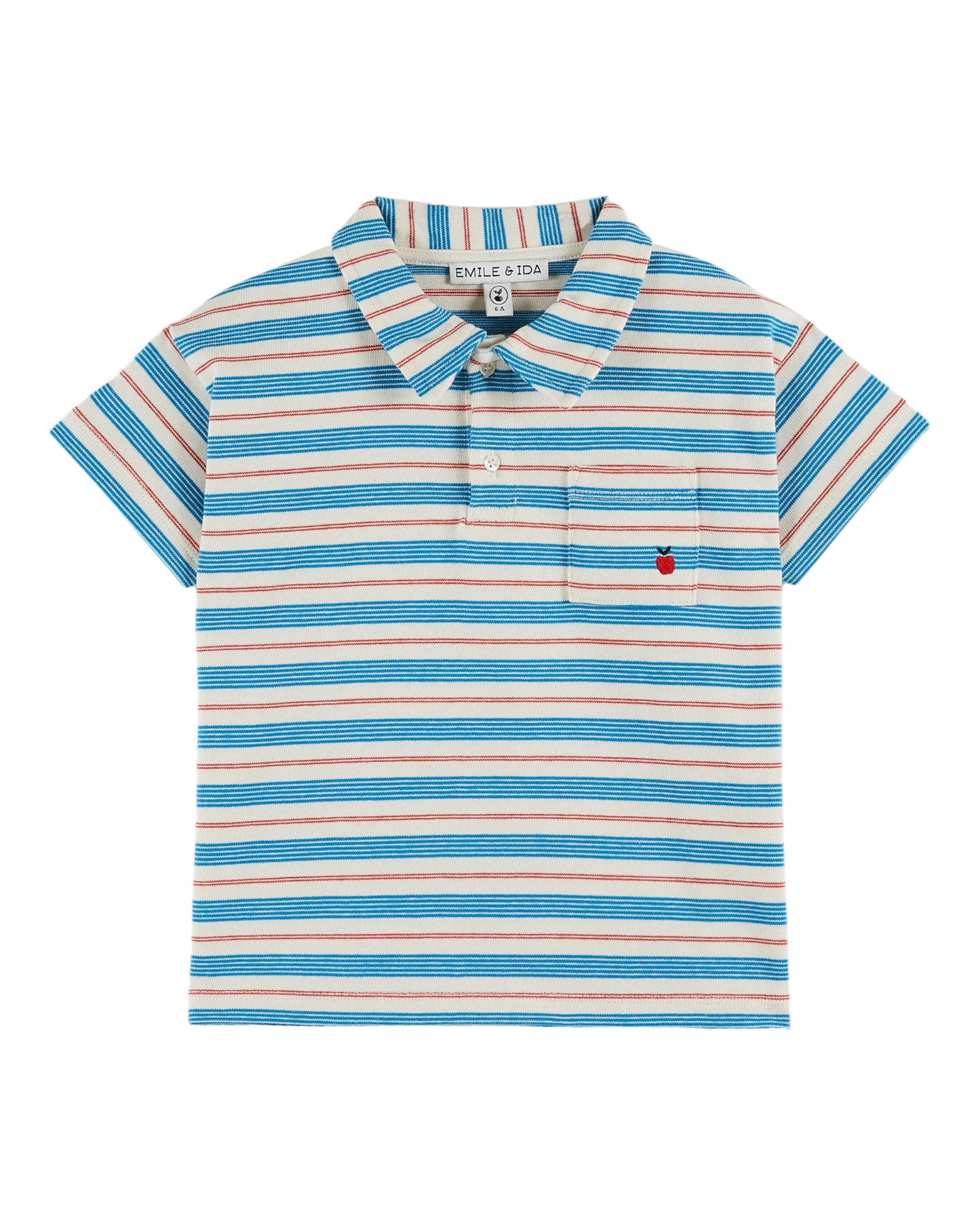 Polo coton bio rayures rouge et bleu