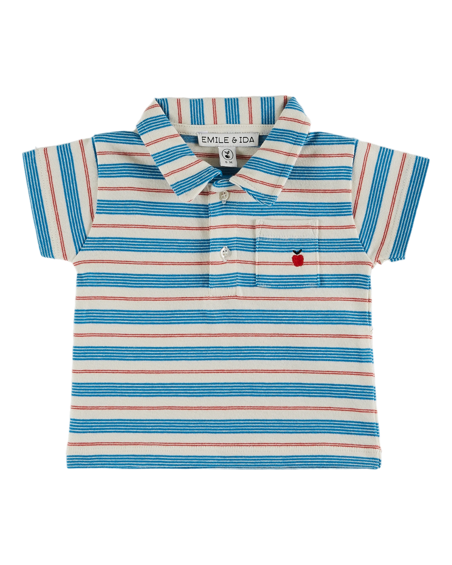 Polo coton bio rayures rouge et bleu