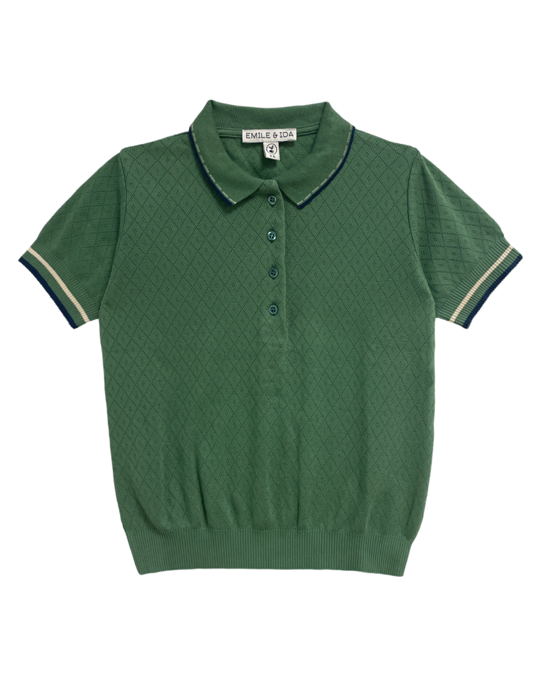 Polo pointelle modal vert foncé