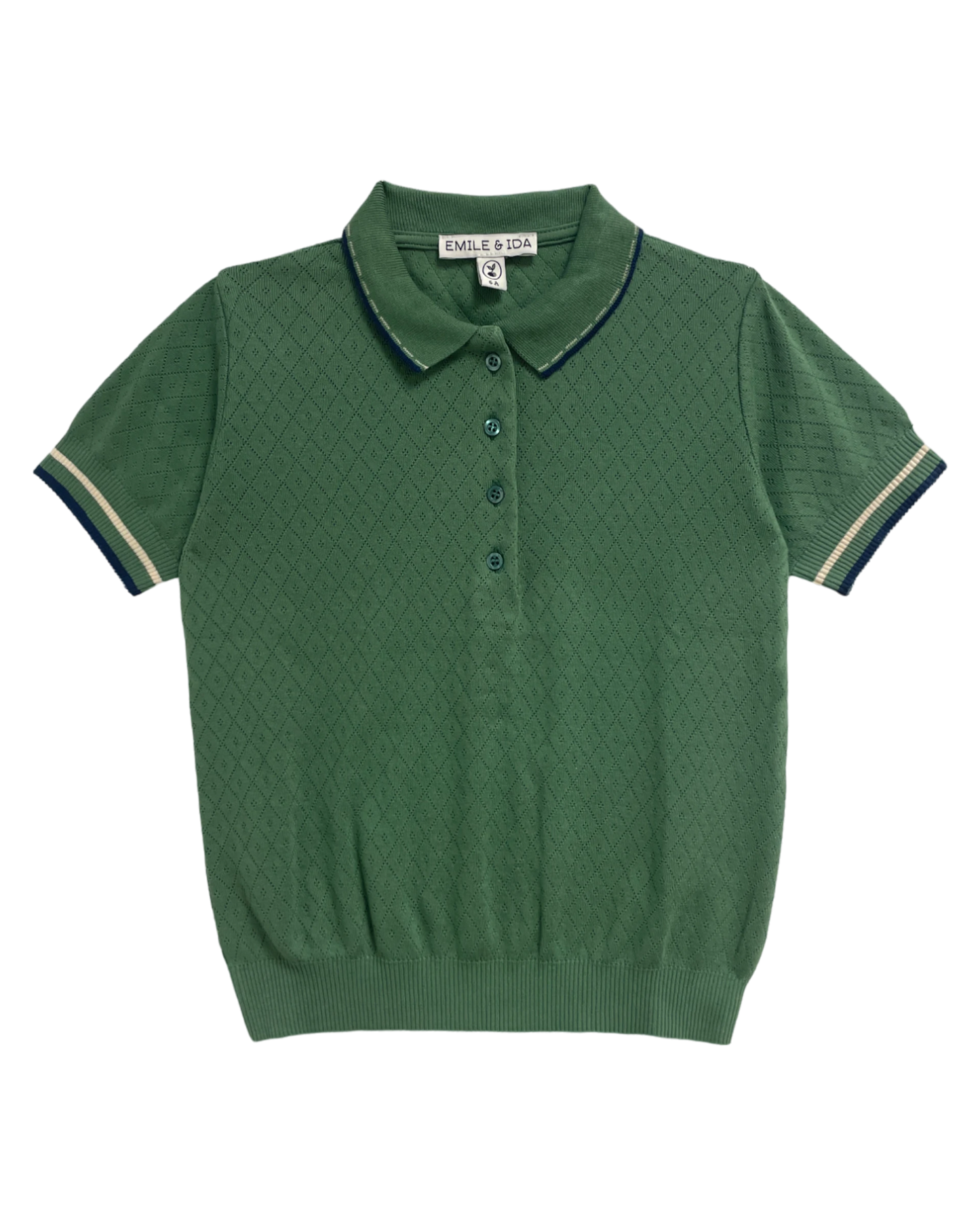 Polo pointelle modal vert foncé