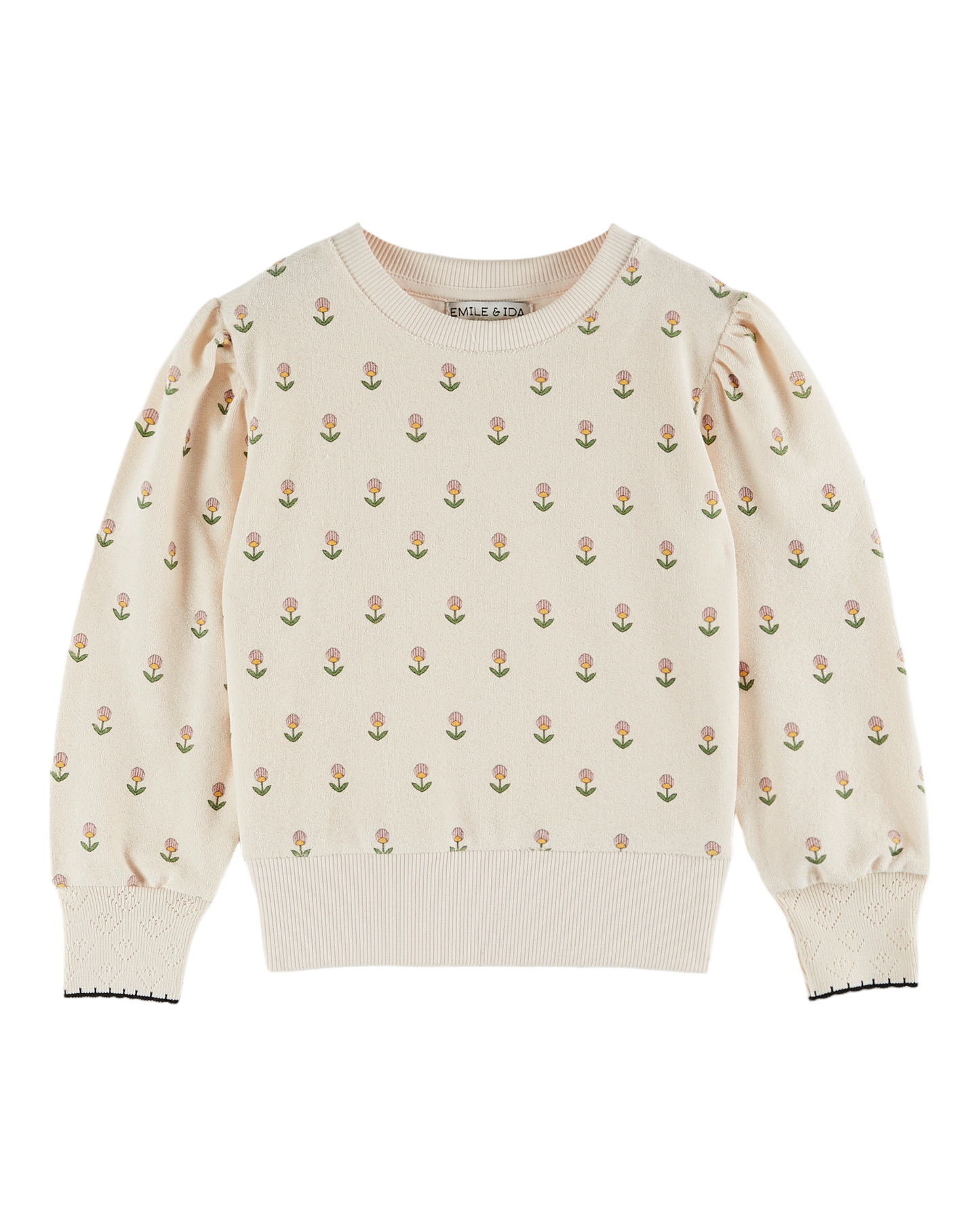 Sweat éponge fleurs écru