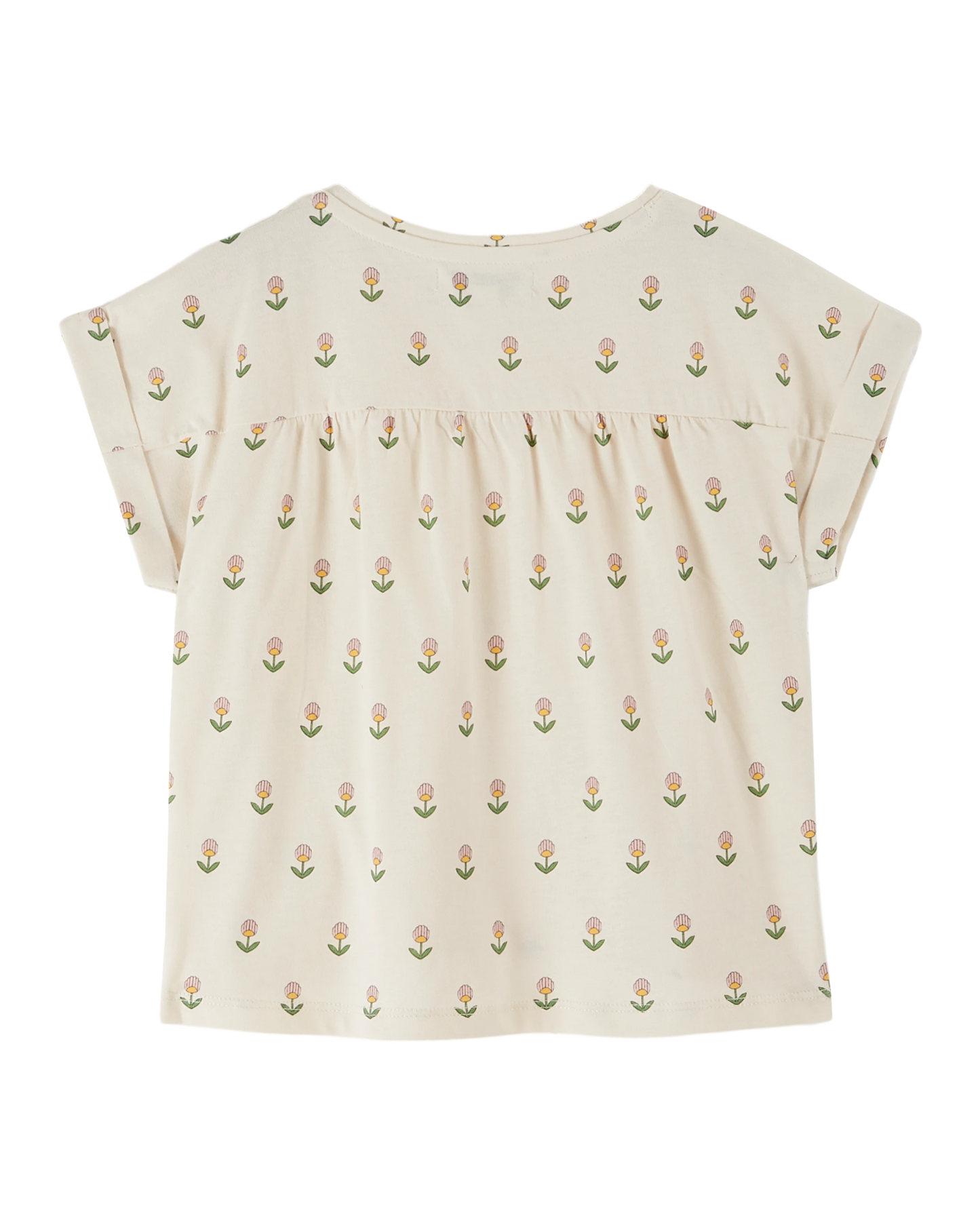 T-shirt coton bio à fleurs écru