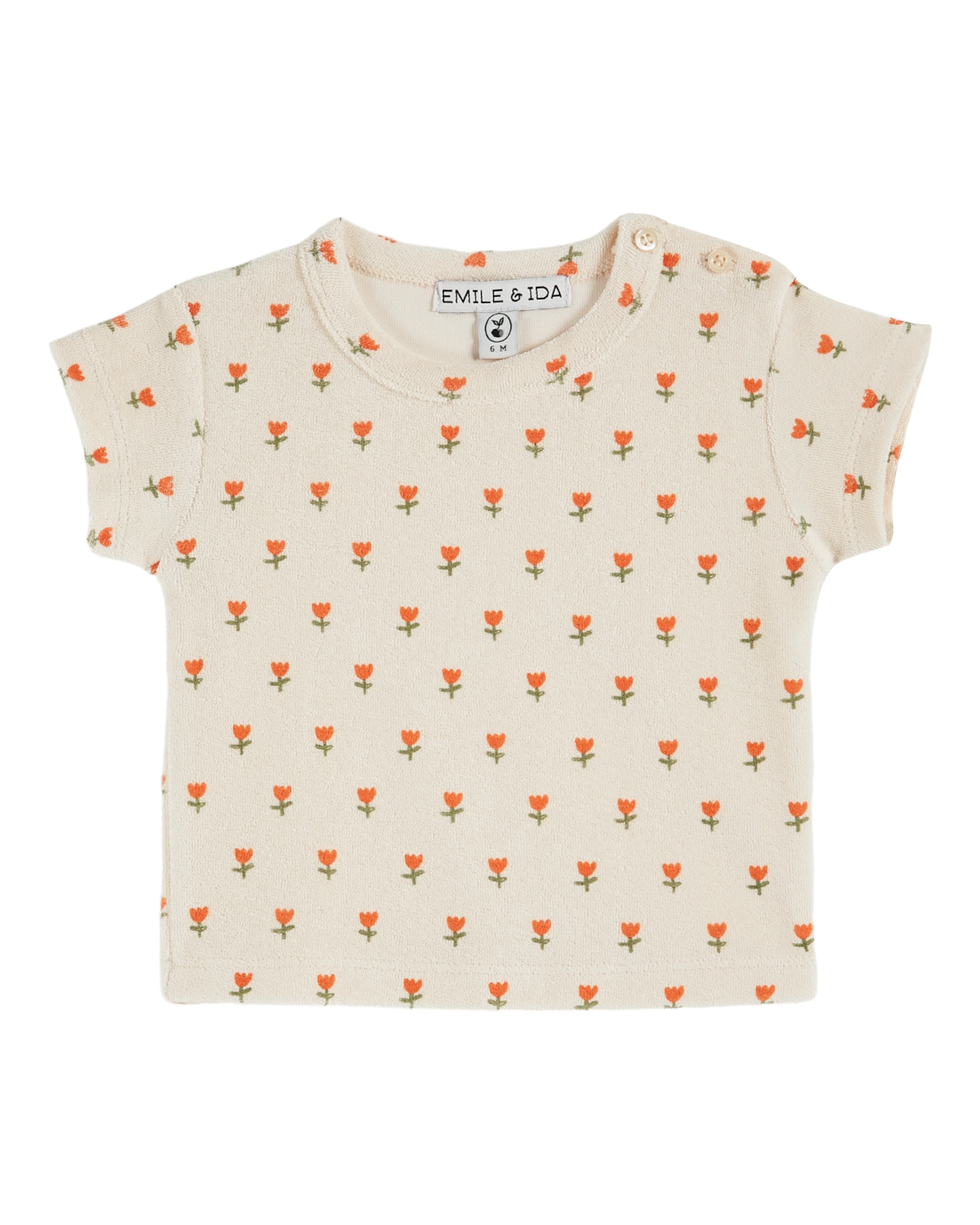 T-shirt éponge tulipes crème