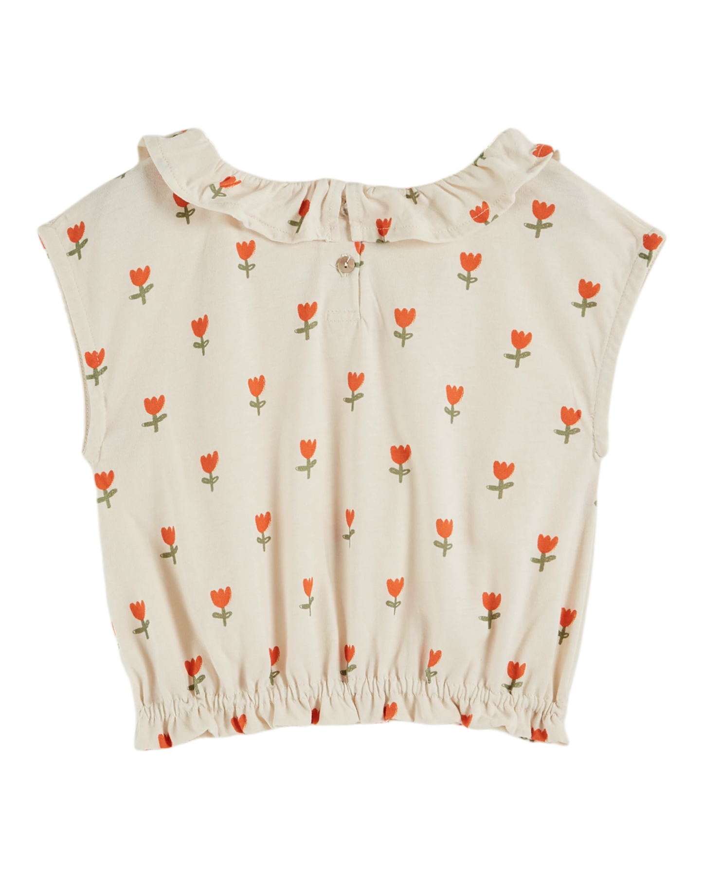 T-shirt collerette coton bio tulipe crème