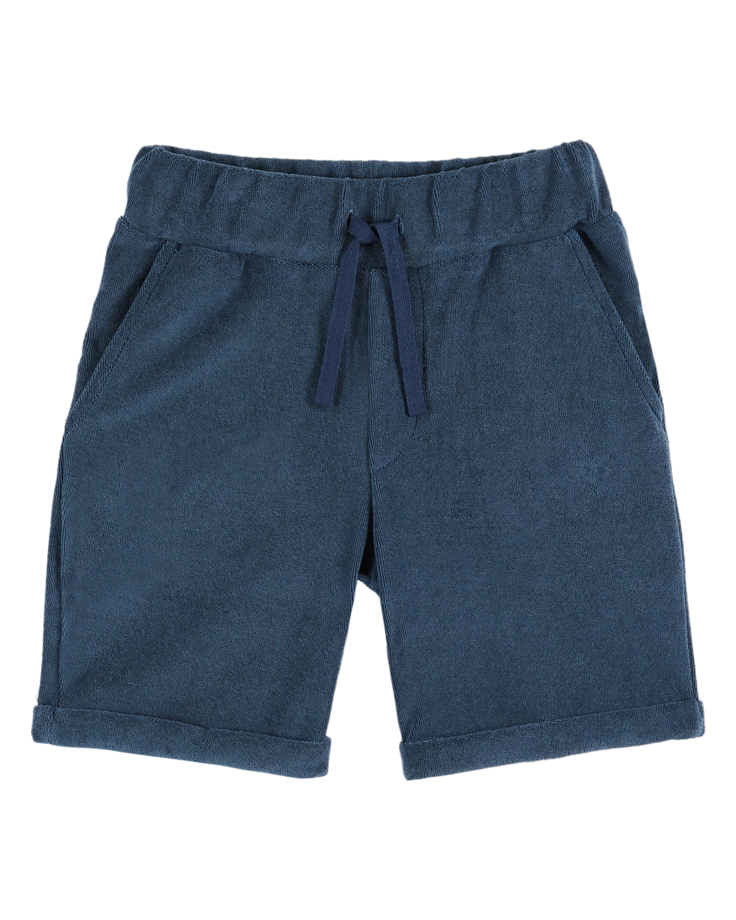 Short éponge uni bleu foncé