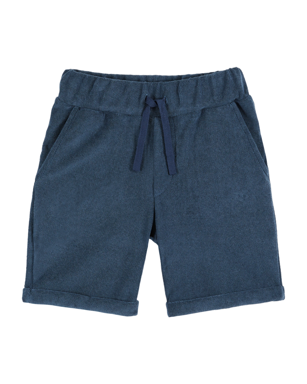 Short éponge uni bleu foncé