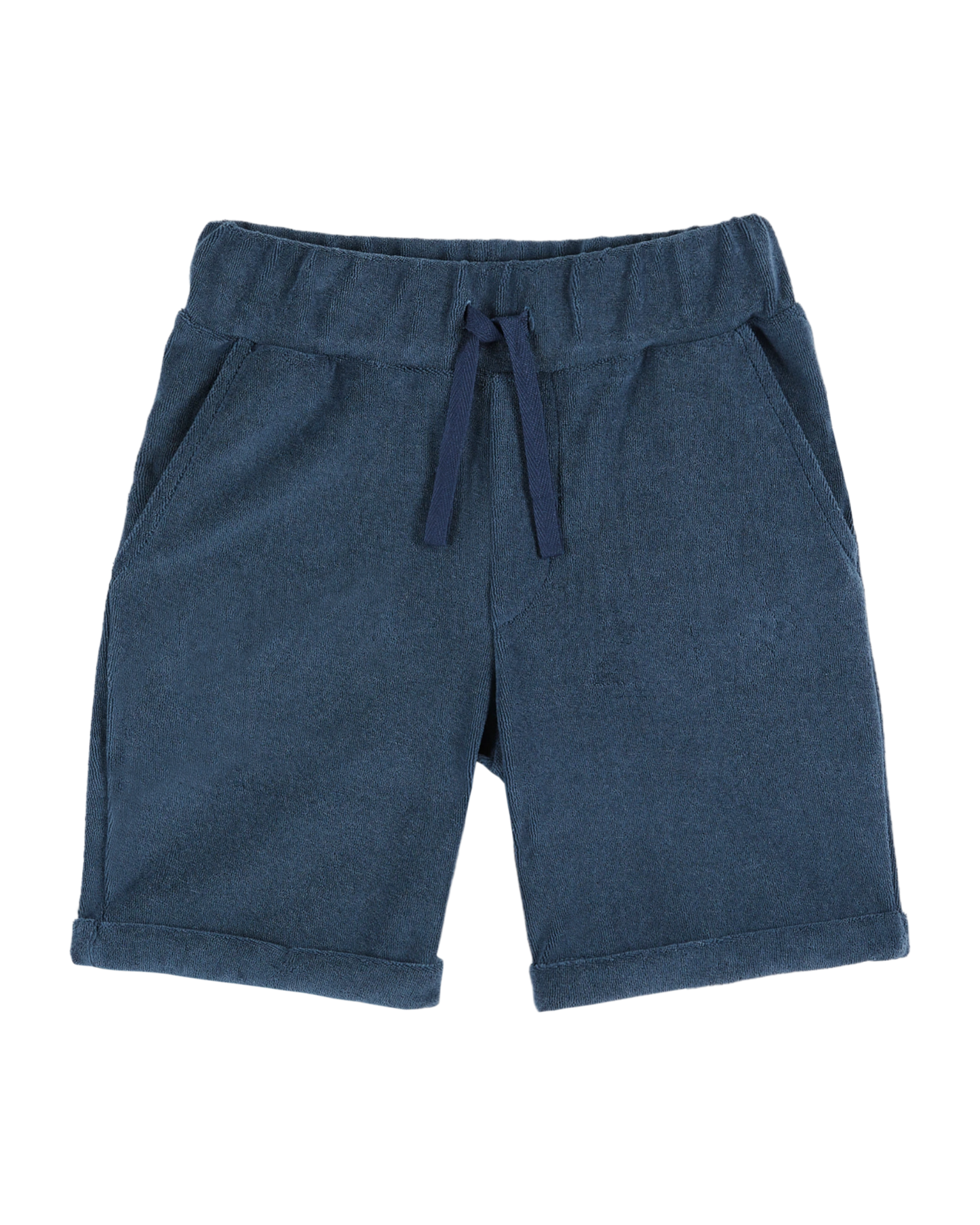 Short éponge uni bleu foncé