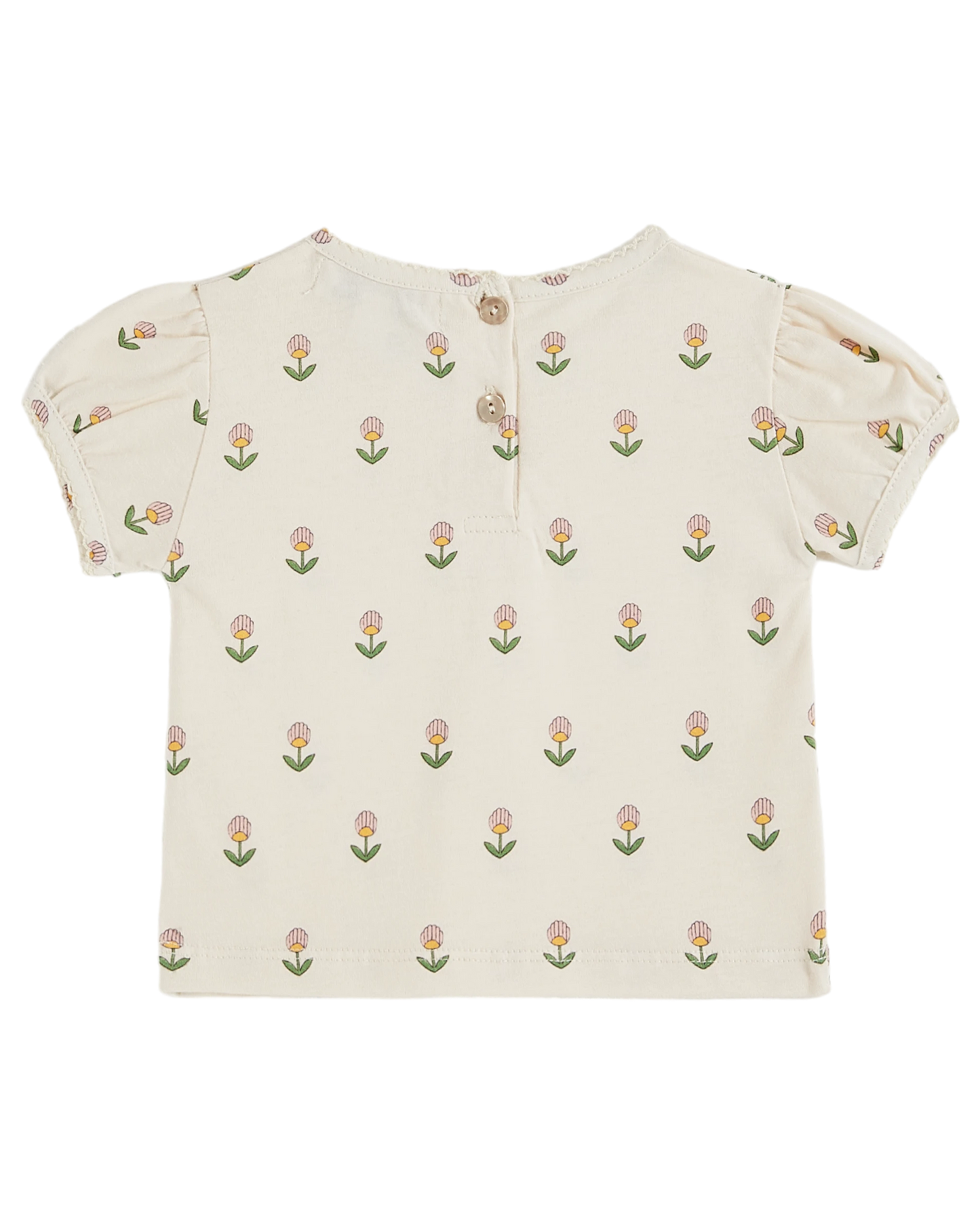 T-shirt coton bio fleurs douces écru