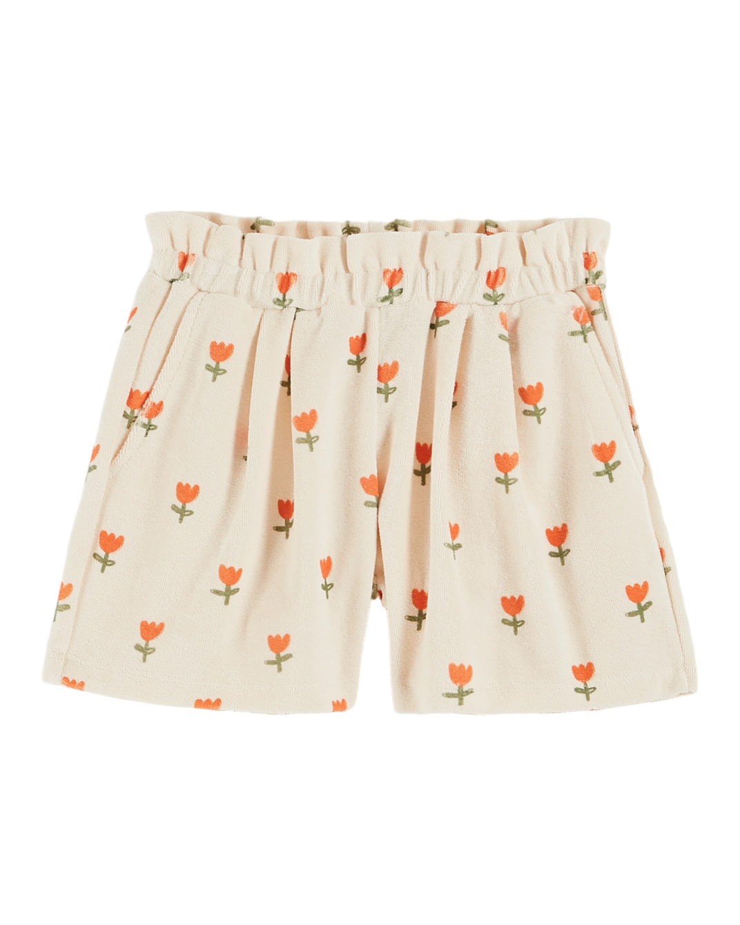 Short éponge tulipes crème