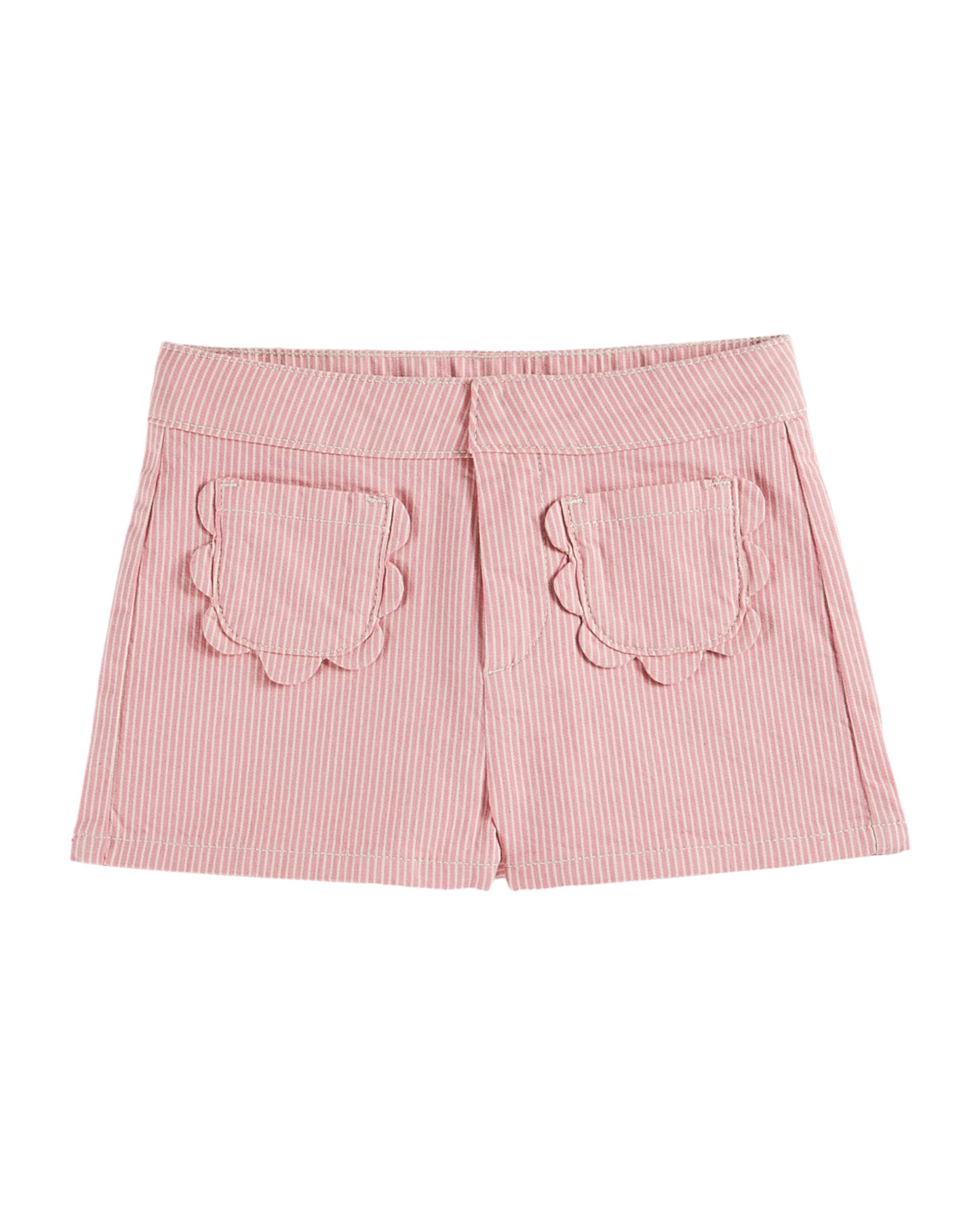 Short poches fleurs rayures rose