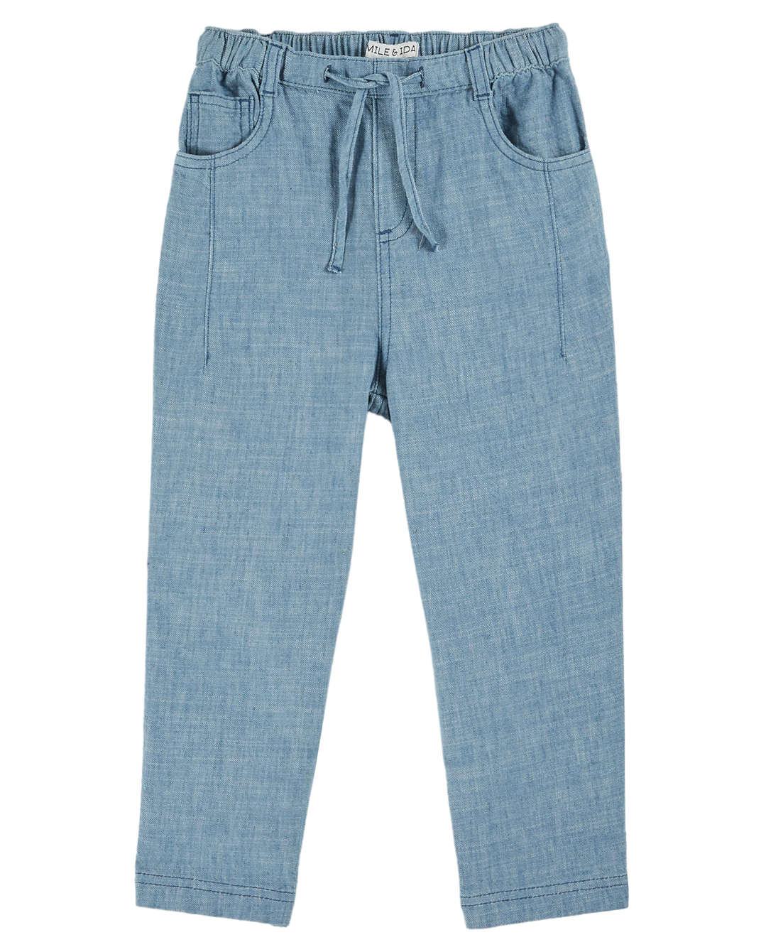 Pantalon coton et lin bleu clair