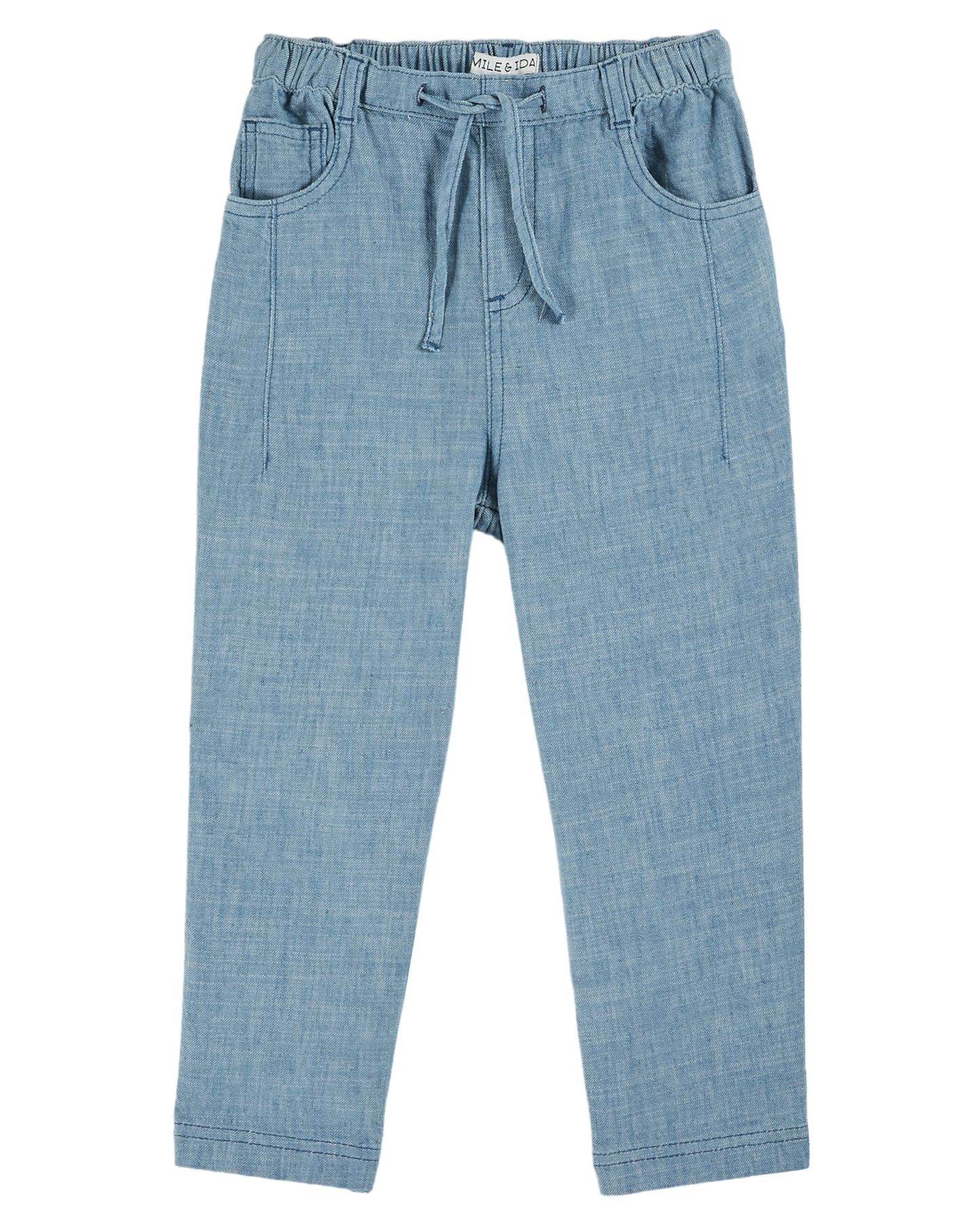 Pantalon coton et lin bleu clair