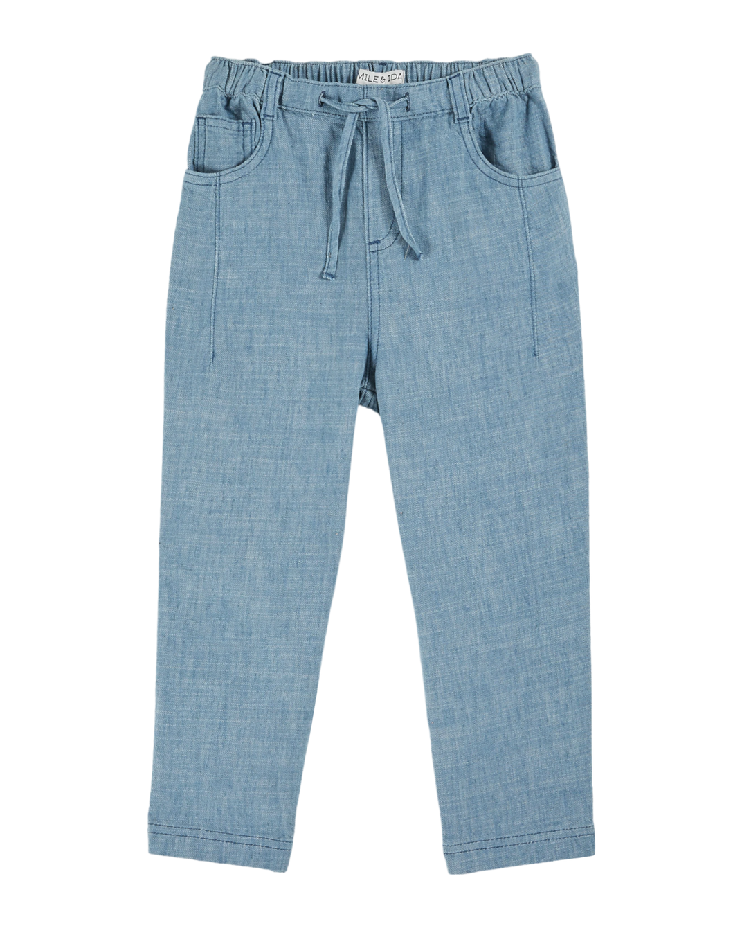 Pantalon coton et lin bleu clair