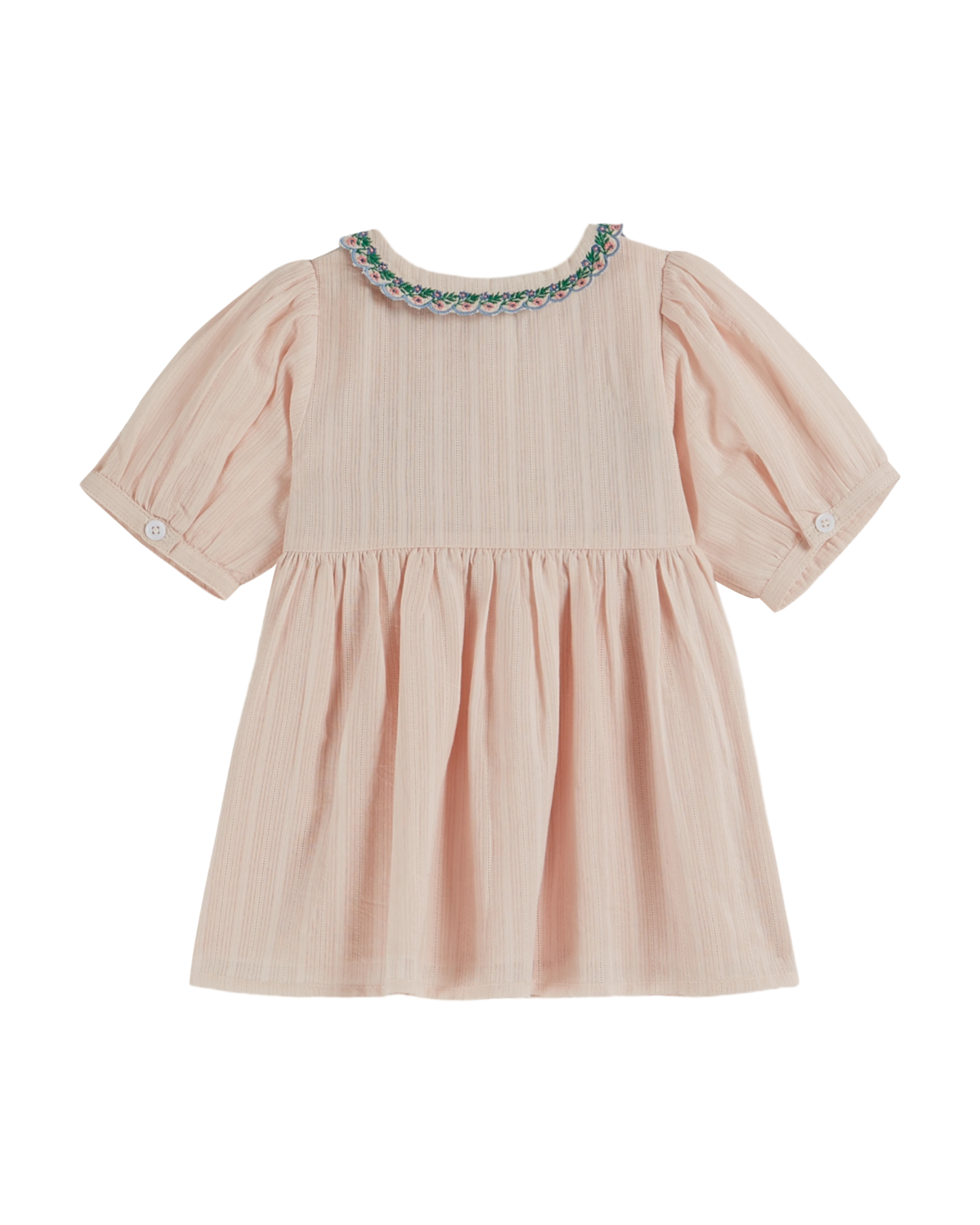 Robe brodée smockée main rose pastel