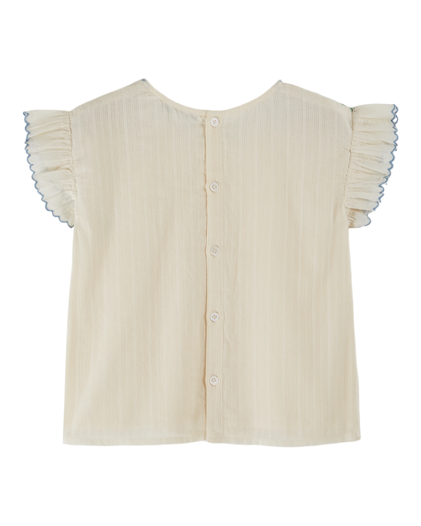 Blouse brodée smockée main écru