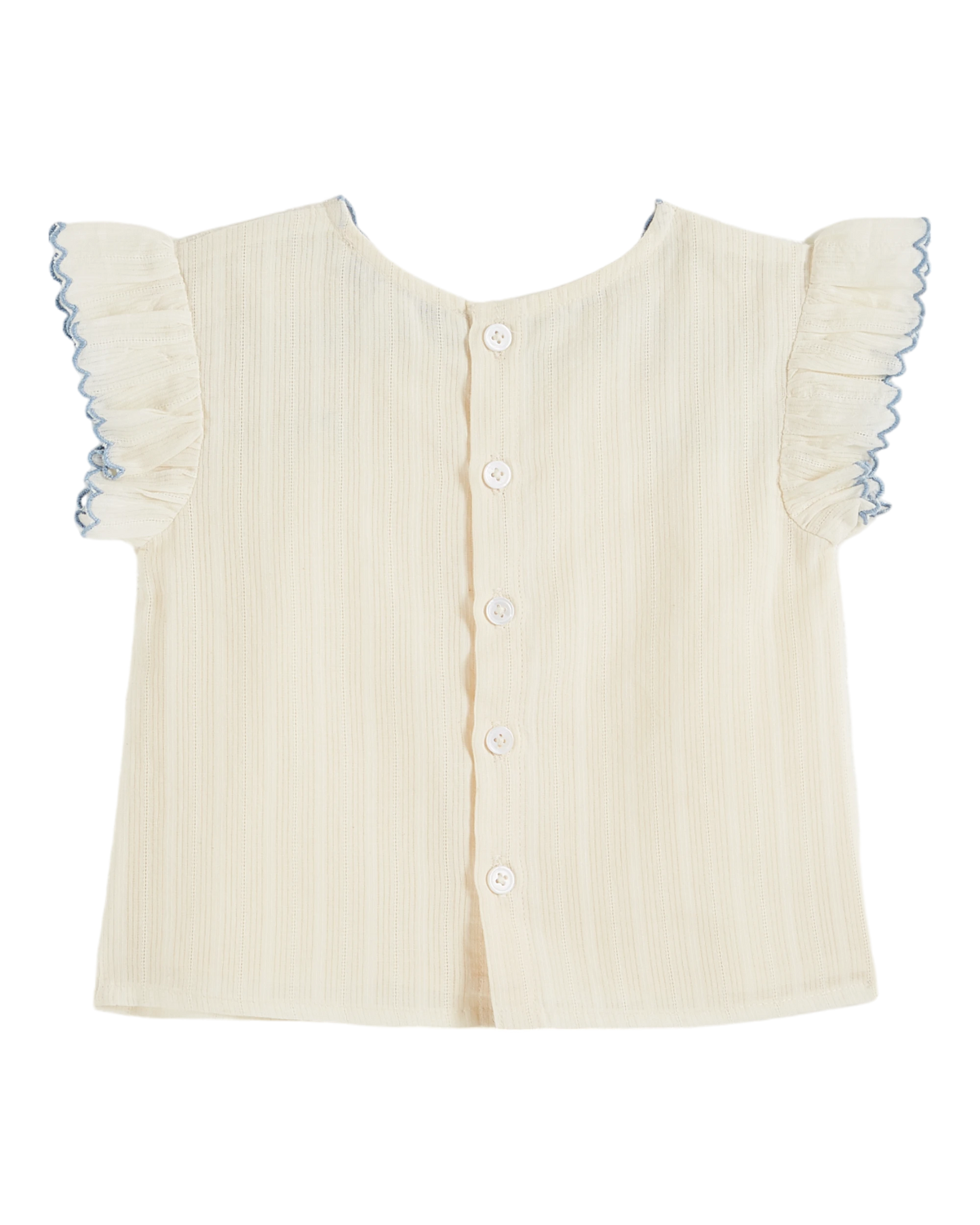 Blouse brodée smockée main écru