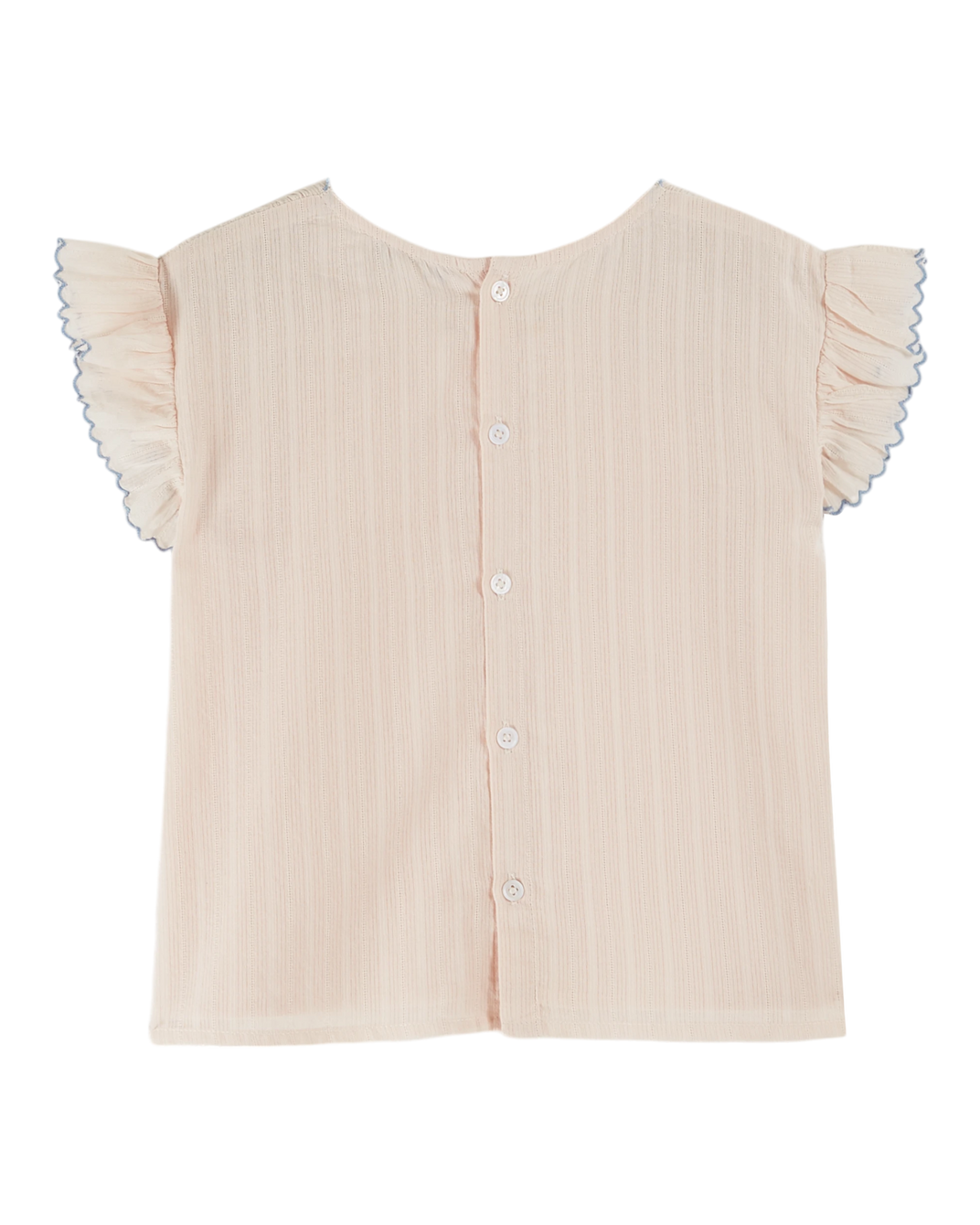 Blouse brodée smockée main rose pastel