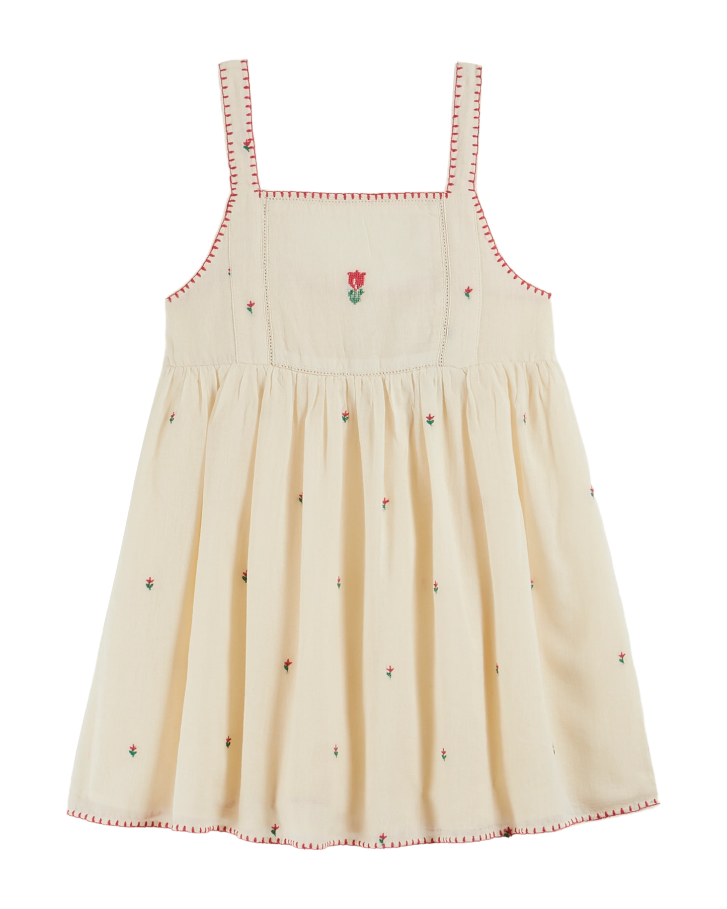 Robe brodée tulipes écru