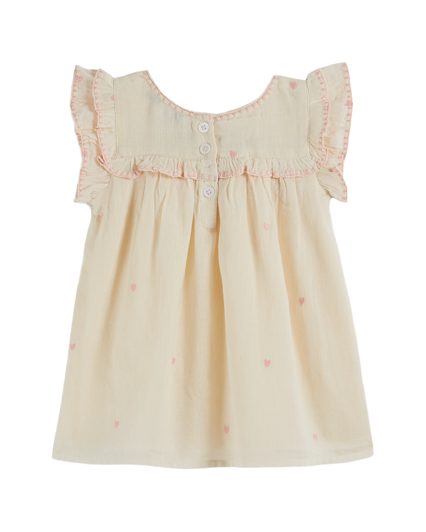 Robe bébé brodée coeur écru