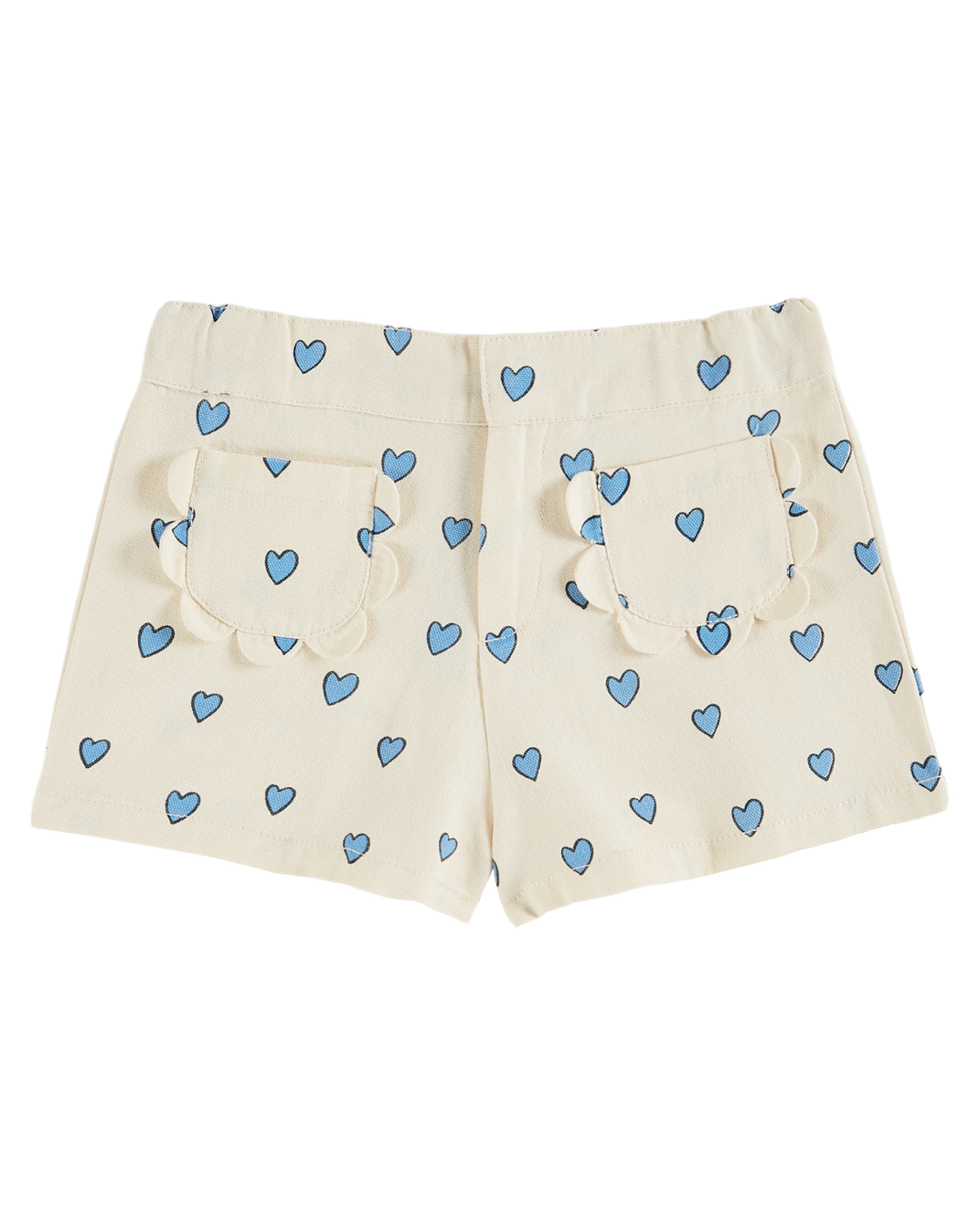 Short poches fleurs coeur écru