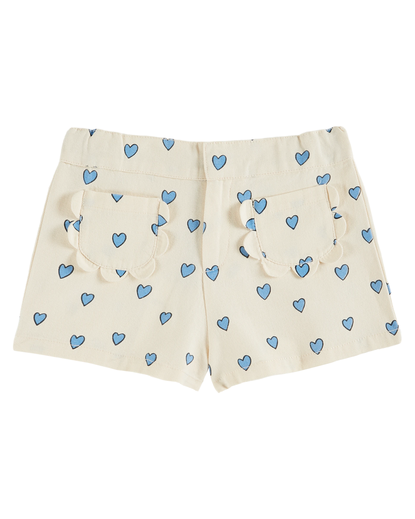 Short poches fleurs coeur écru