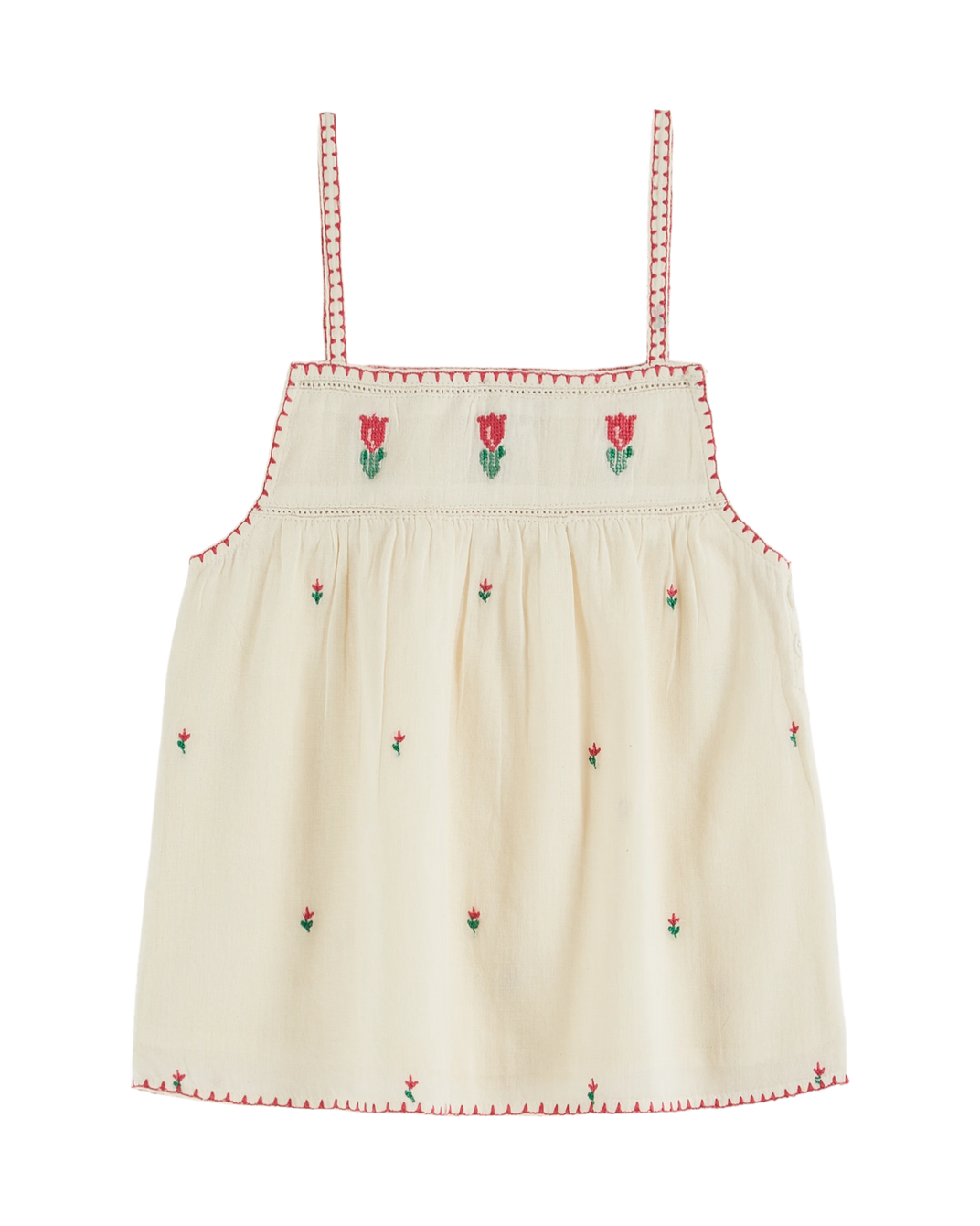 Robe bébé brodée tulipes écru