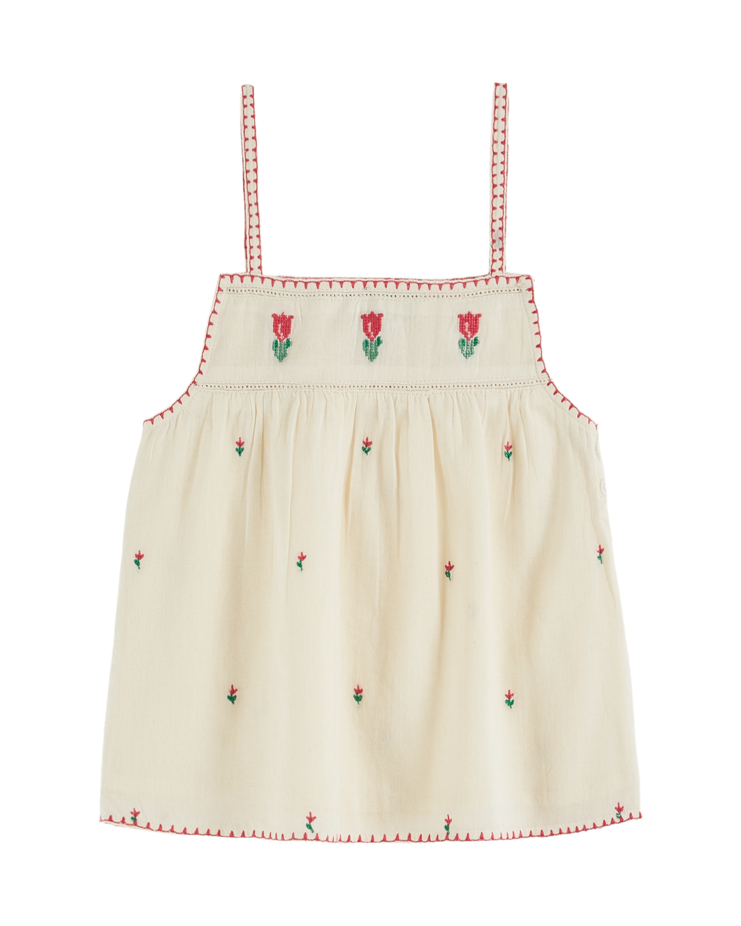 Robe bébé brodée tulipes écru