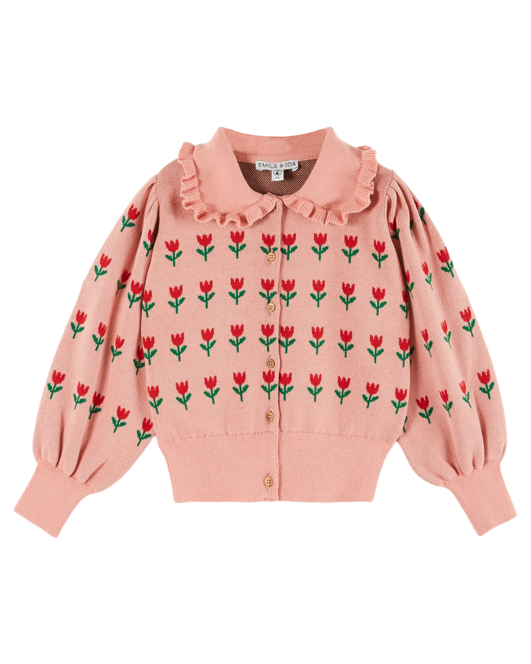 Cardigan volanté coton bio jacquard blossom