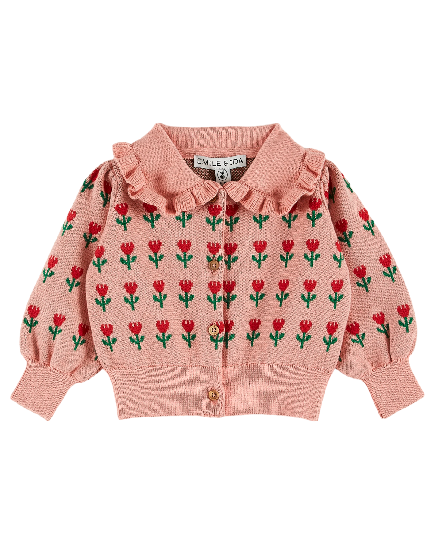 Cardigan volanté coton bio jacquard blossom