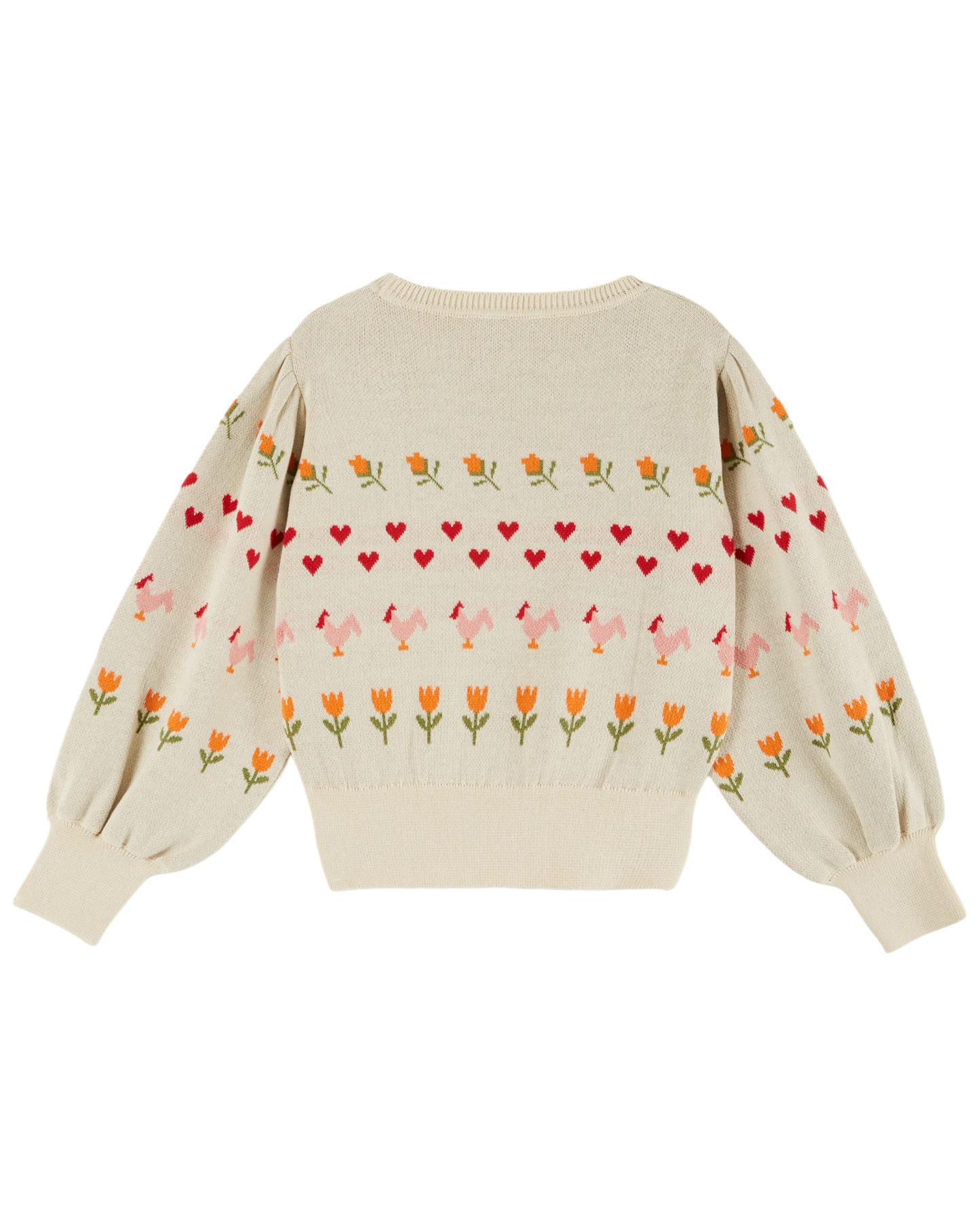 Pull coton bio jacquard écru