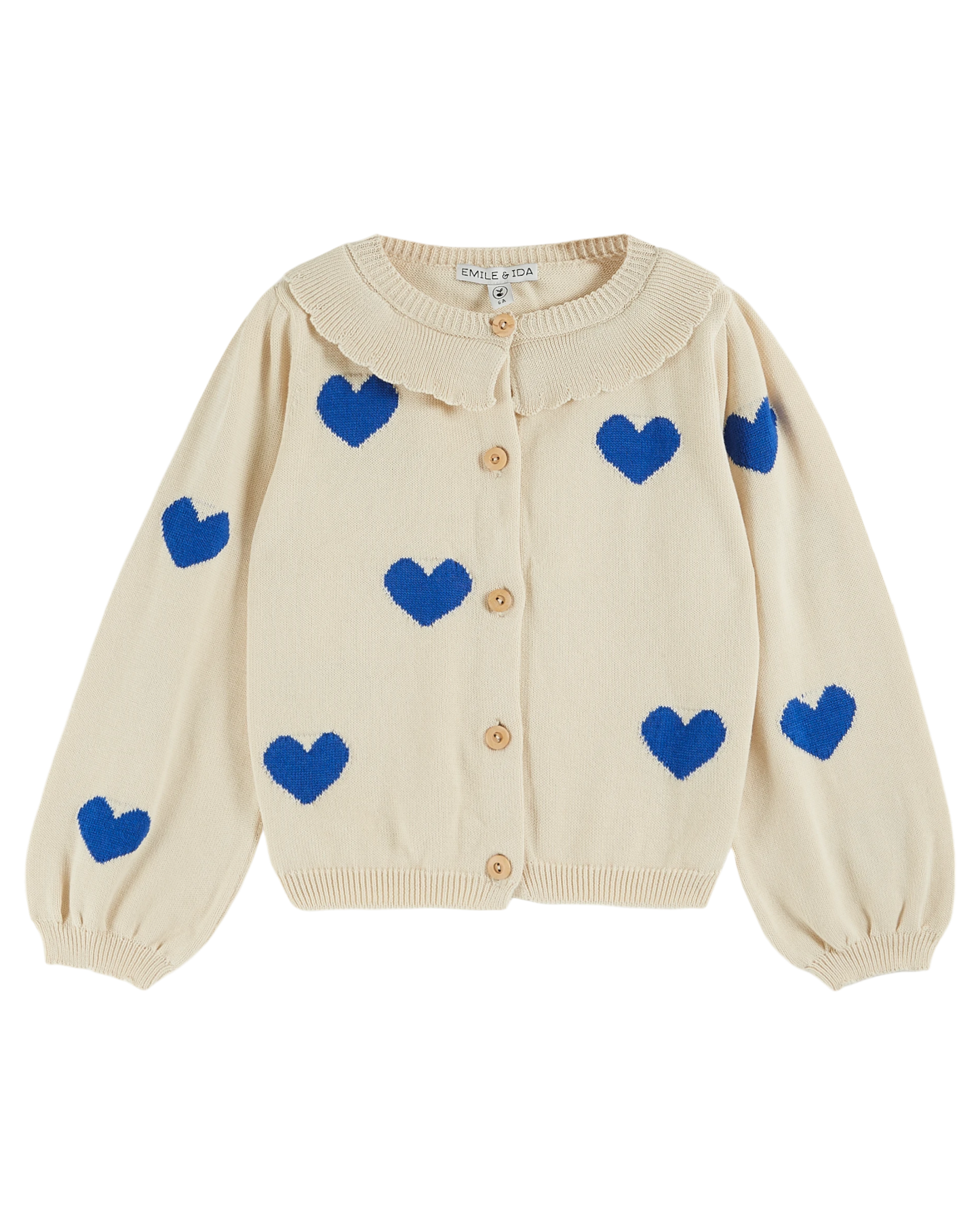 Cardigan fille coton bio coeur écru