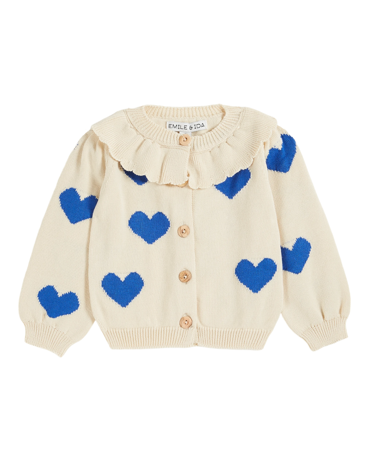 Cardigan fille coton bio coeur écru