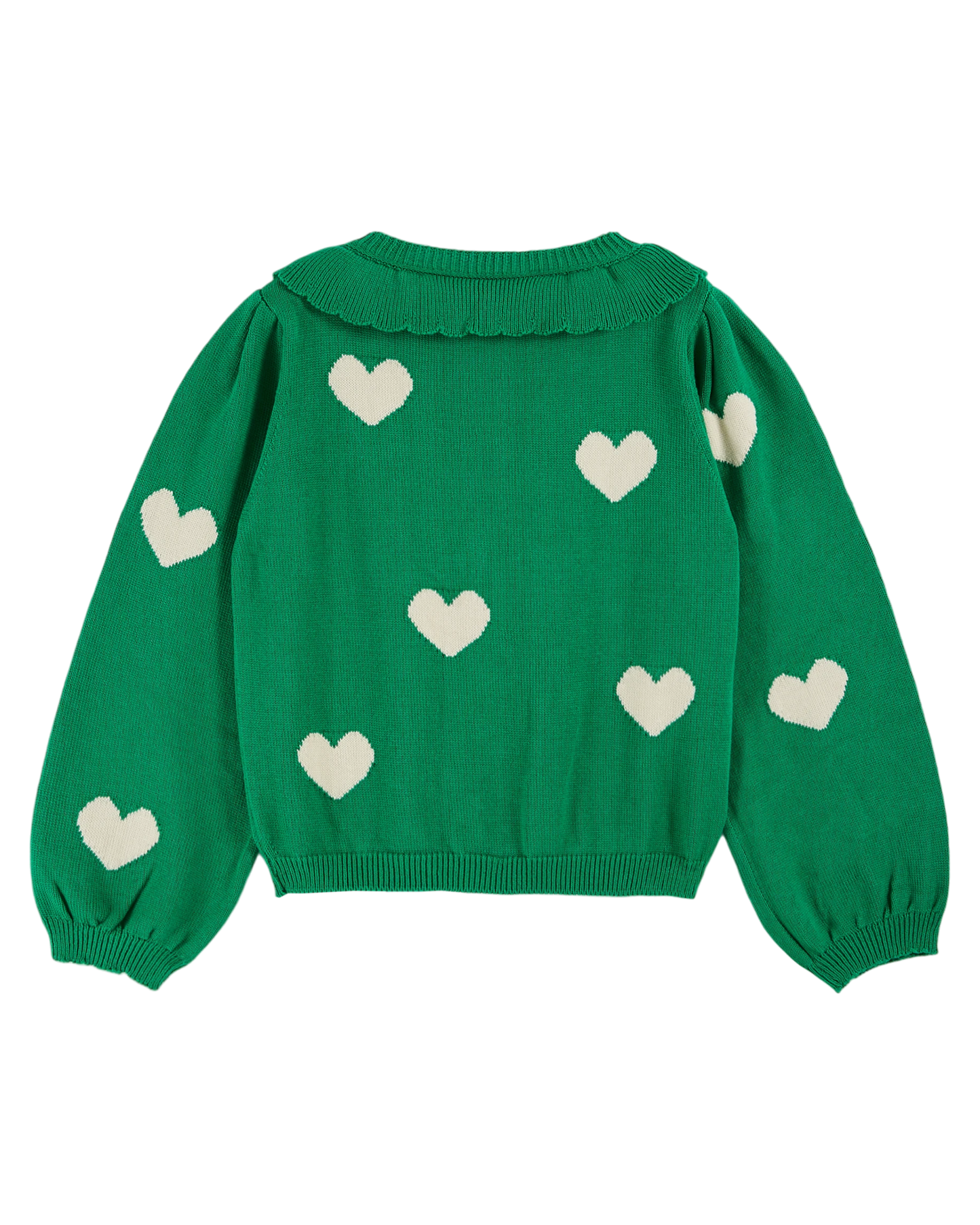 Cardigan fille coton bio coeur vert