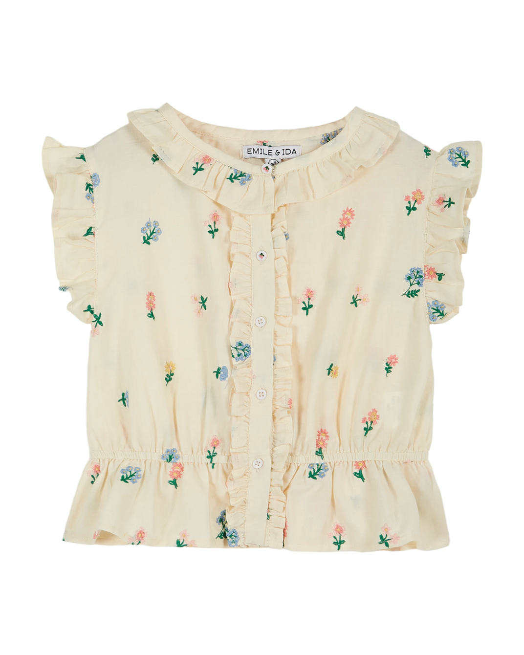 Blouse brodée à fleurs banane