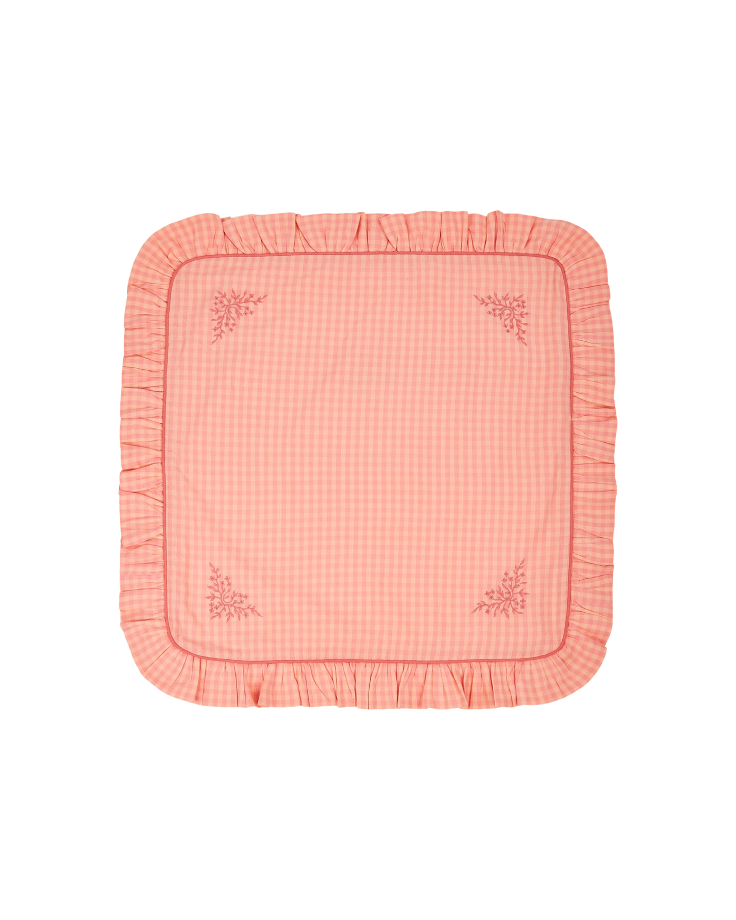 Housse de coussin vichy pivoine - 45 x 45 cm