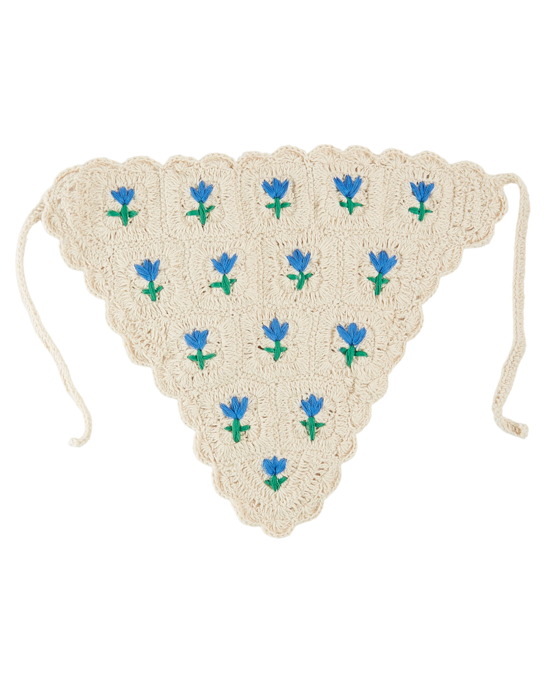 Bandana crochet tulipes écru