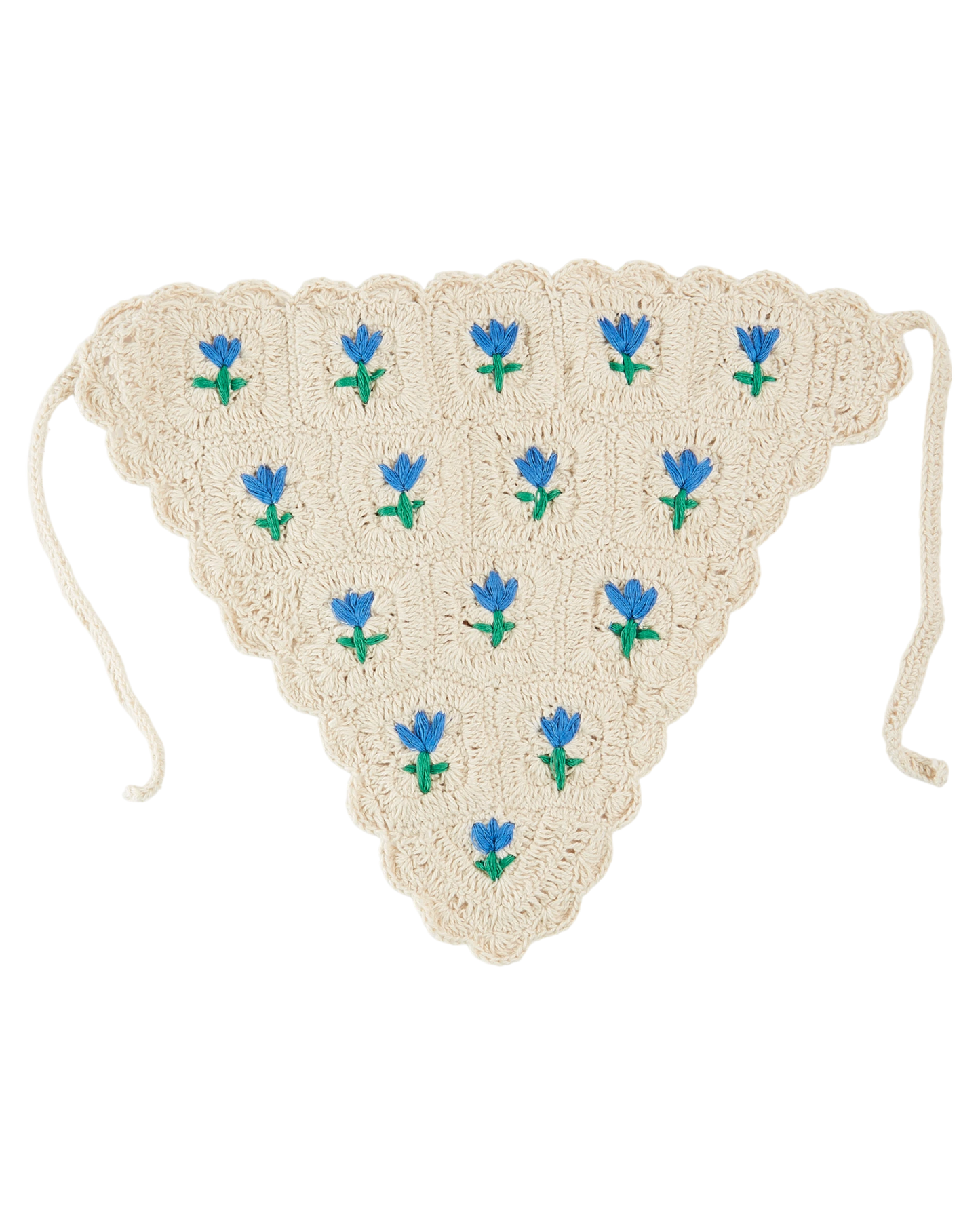 Bandana crochet tulipes écru