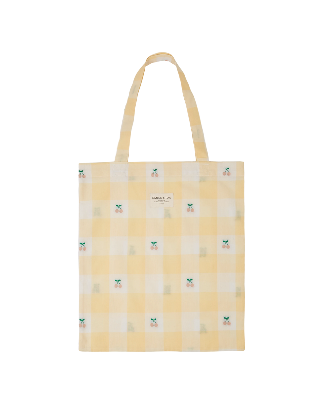 Tote bag cerises vichy jaune