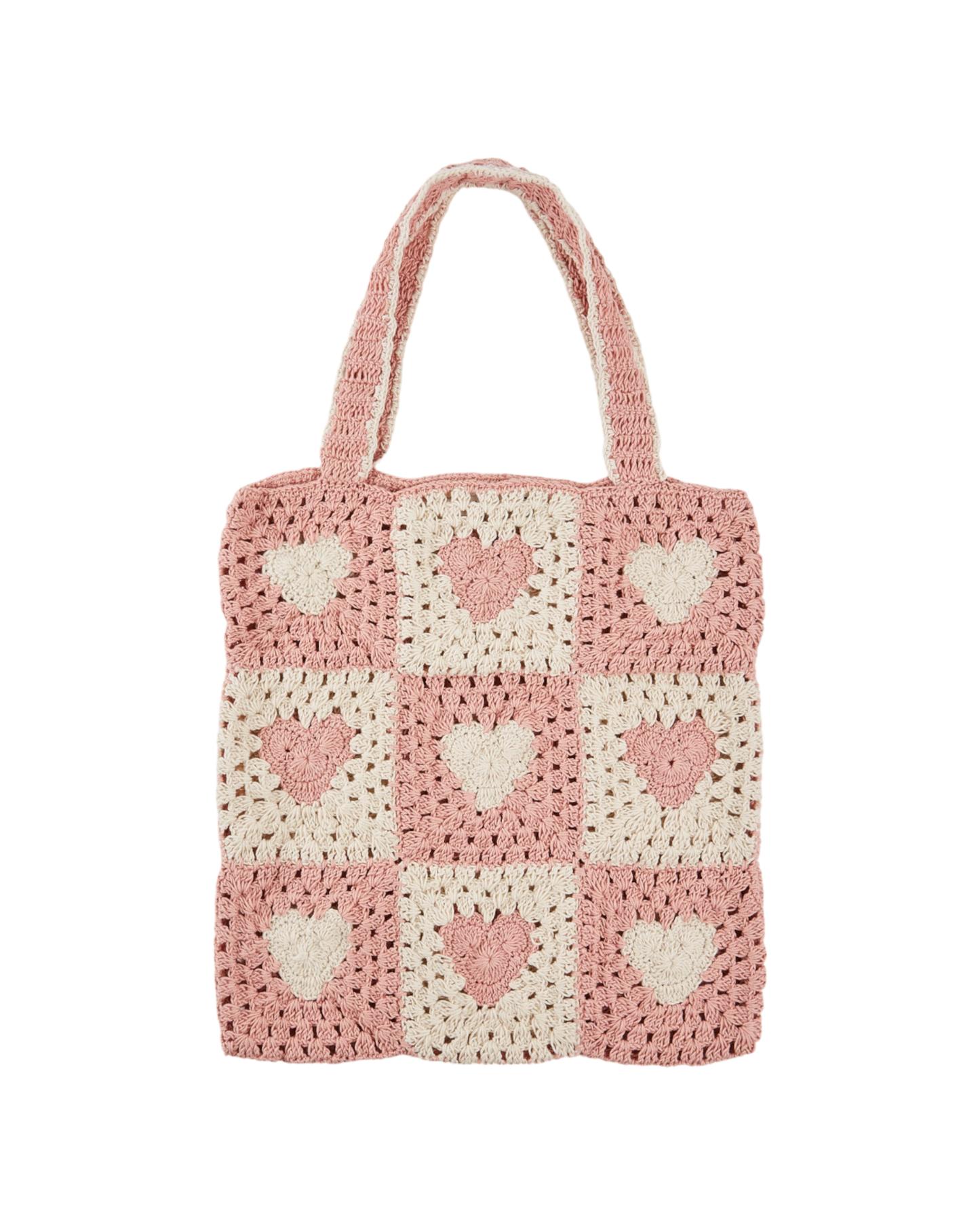 Tote bag crochet coeur pastel