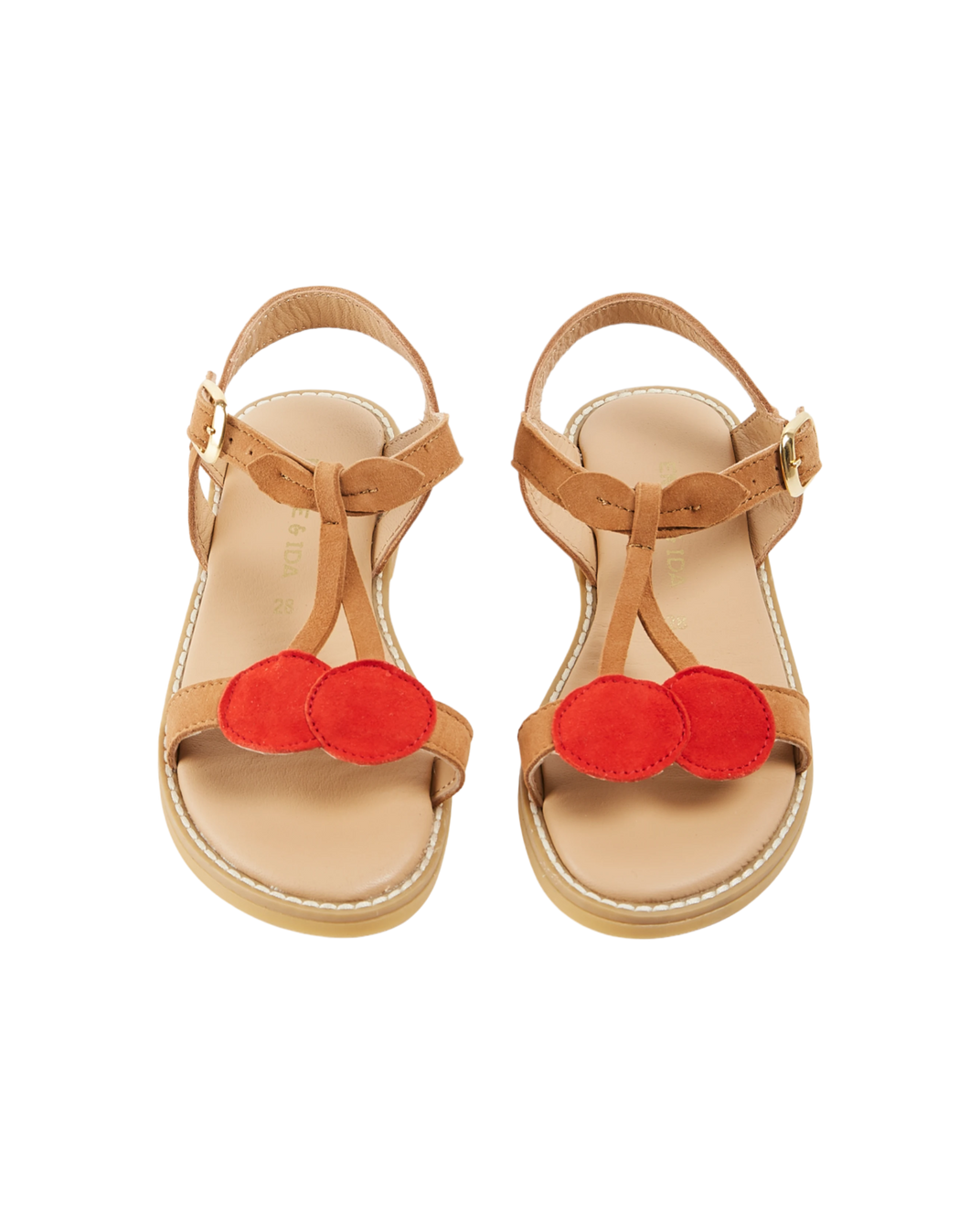 Sandales cerises rouge camel