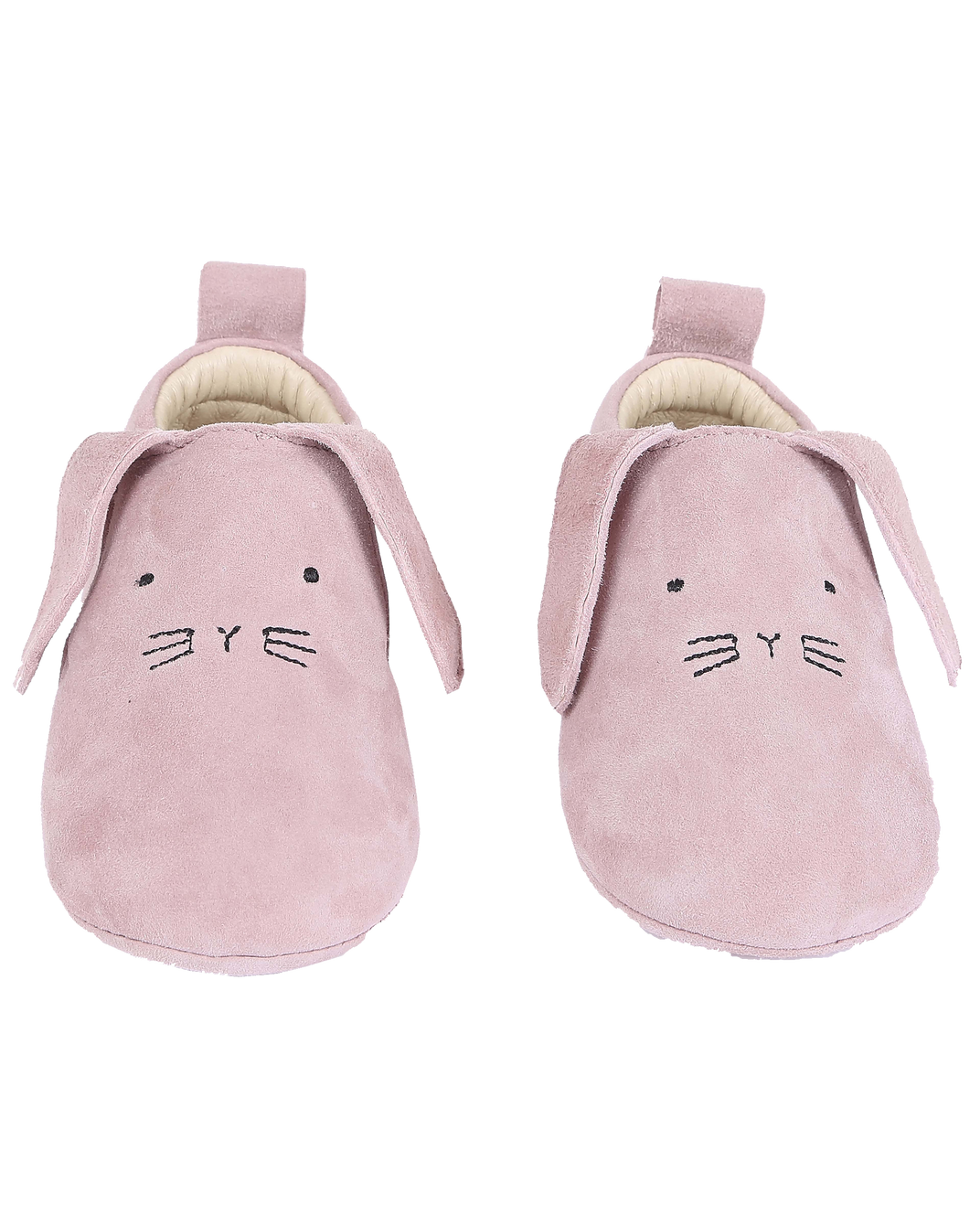 Chaussons bébé lapin en cuir blush